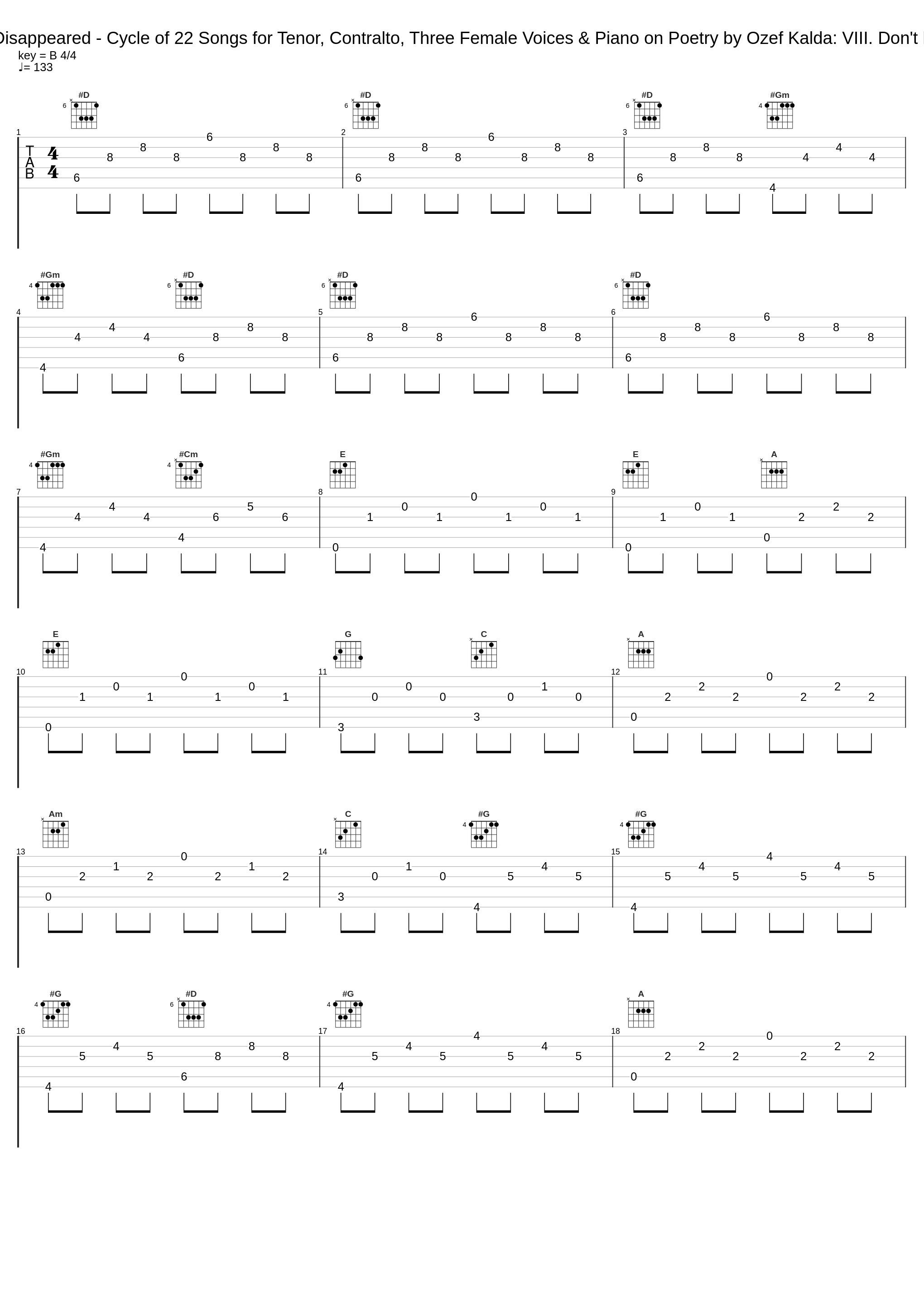 The Diary of One Who Disappeared - Cycle of 22 Songs for Tenor, Contralto, Three Female Voices & Piano on Poetry by Ozef Kalda: VIII. Don't look, my oxen - Andante_Josef Palenicek_1