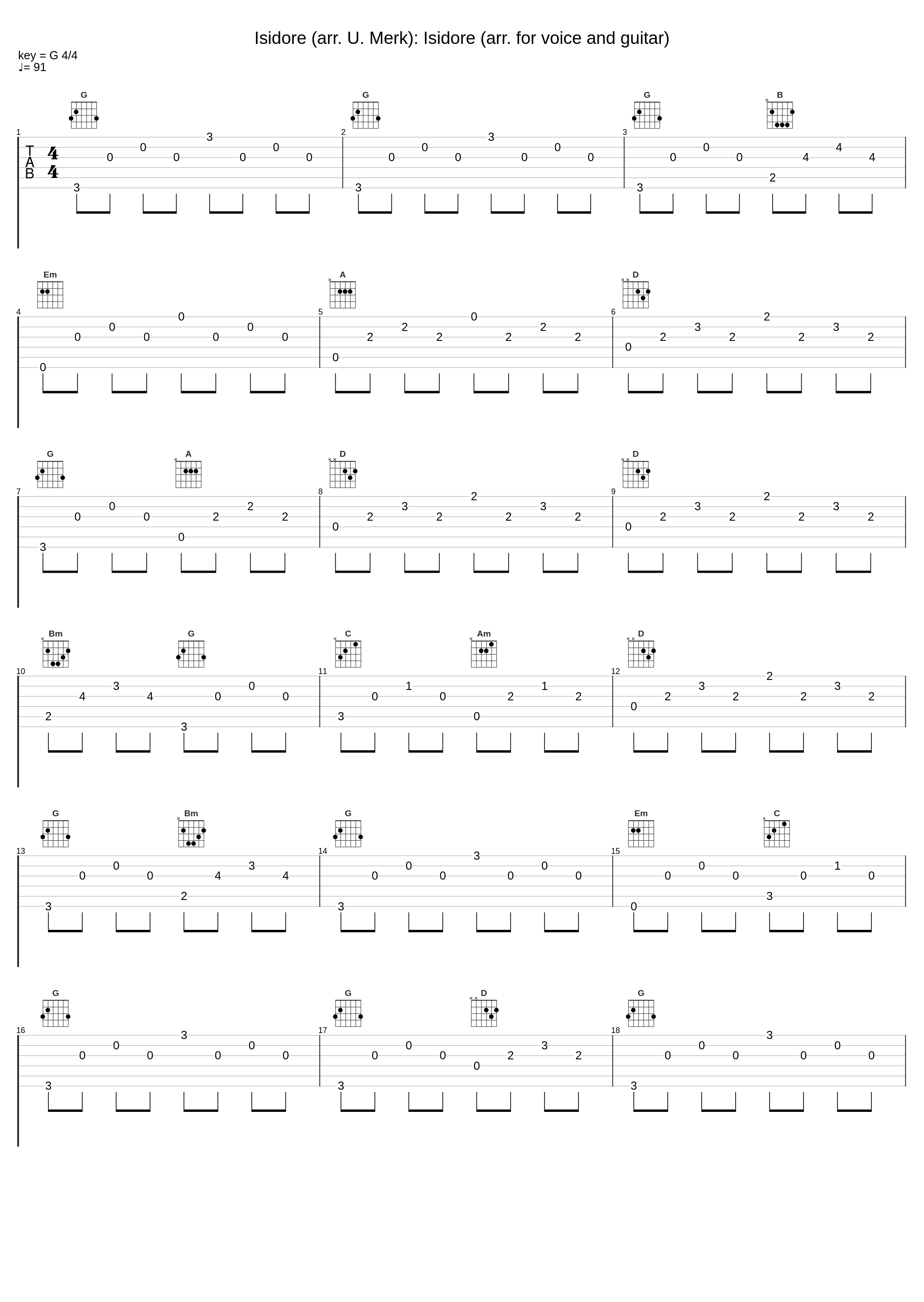 Isidore (arr. U. Merk): Isidore (arr. for voice and guitar)_Duo Arcadie_1