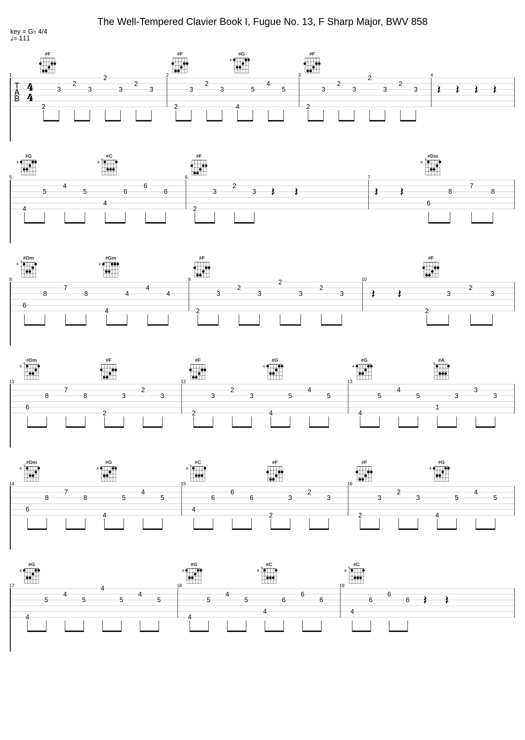The Well-Tempered Clavier Book I, Fugue No. 13, F Sharp Major, BWV 858_Johann Sebastian Bach,Fred Thomas_1