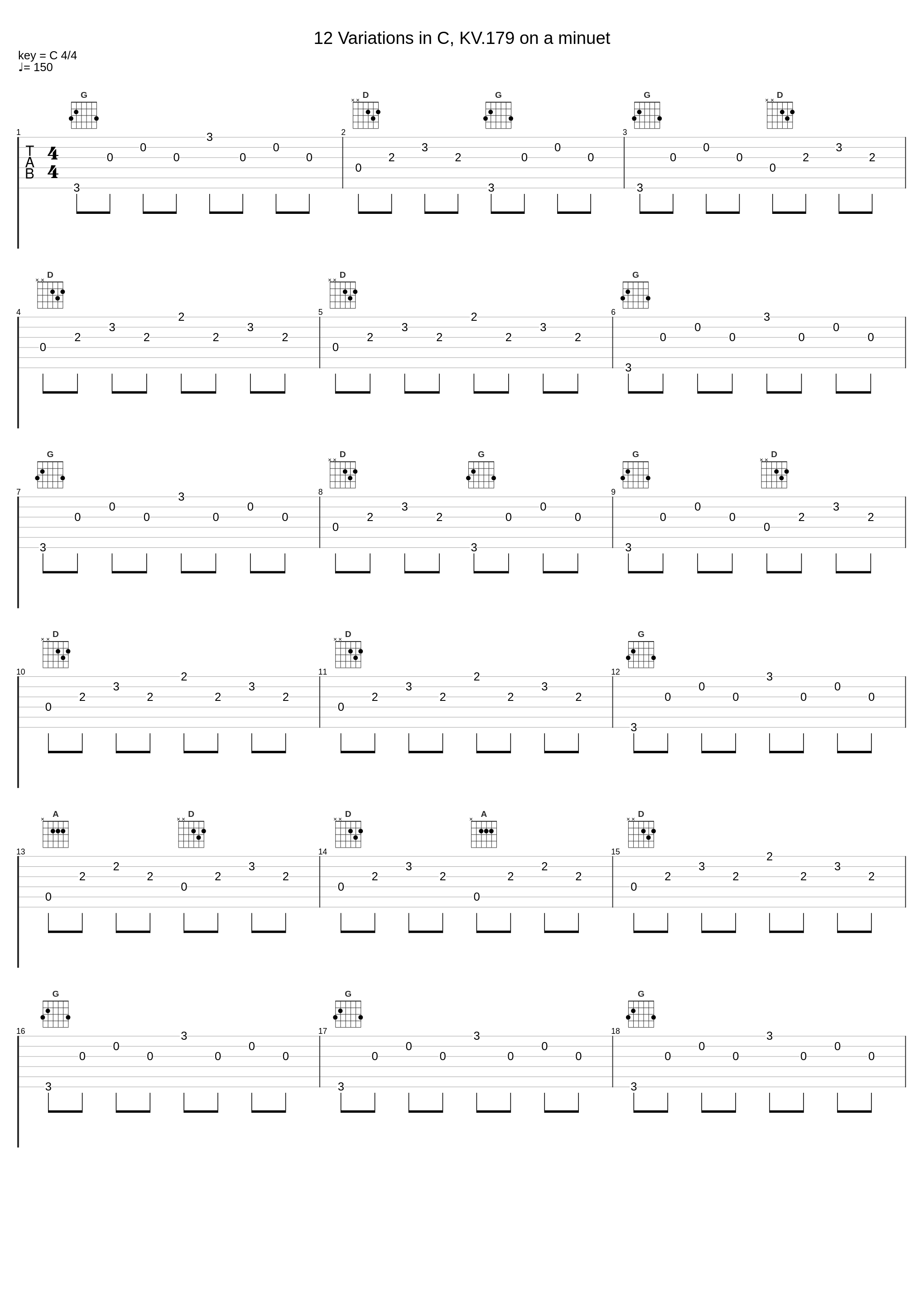 12 Variations in C, KV.179 on a minuet_Gunther Hasselmann_1