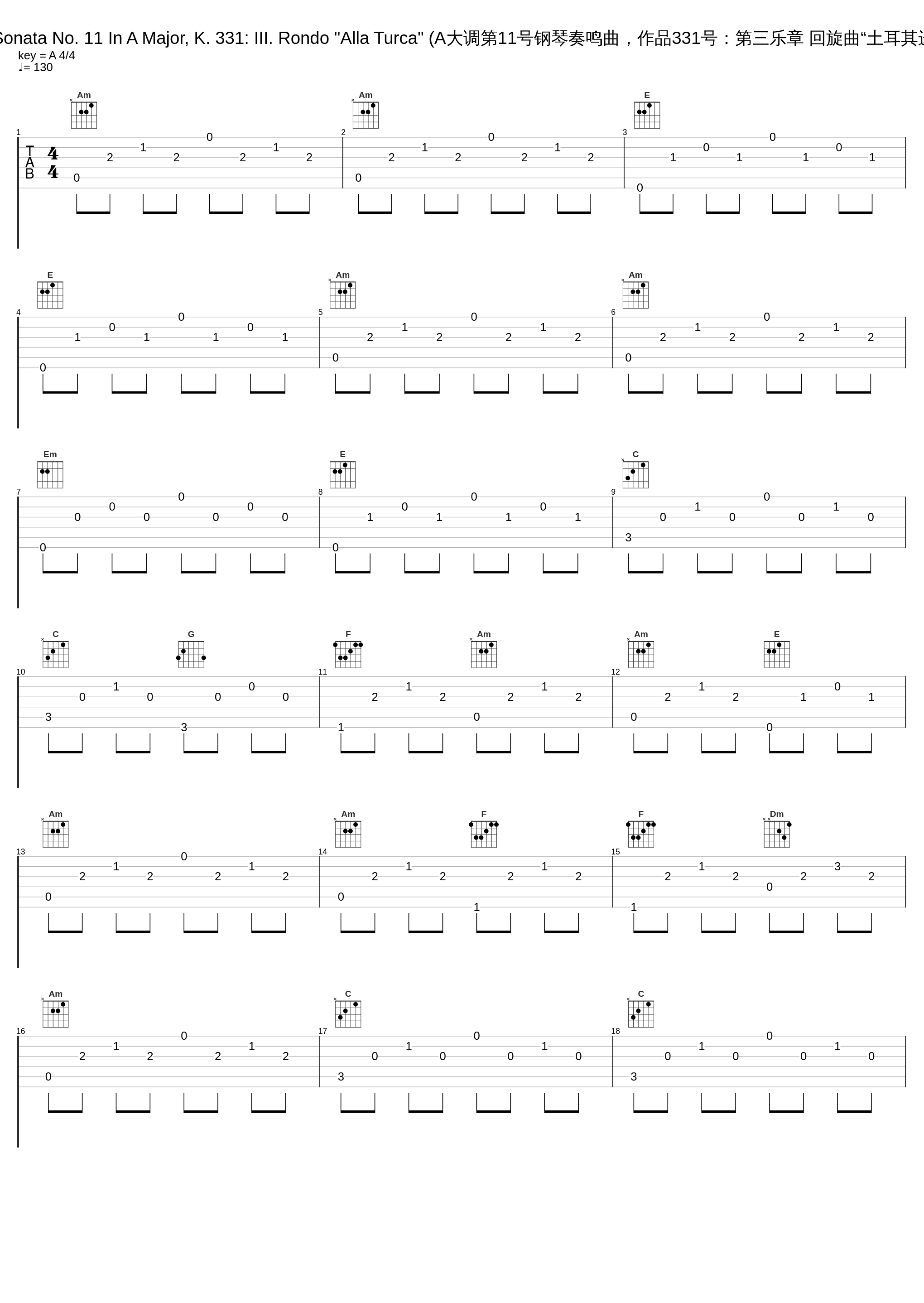 Piano Sonata No. 11 In A Major, K. 331: III. Rondo "Alla Turca" (A大调第11号钢琴奏鸣曲，作品331号：第三乐章 回旋曲“土耳其进行曲”)_Martin Stadtfeld,Wolfgang Amadeus Mozart_1