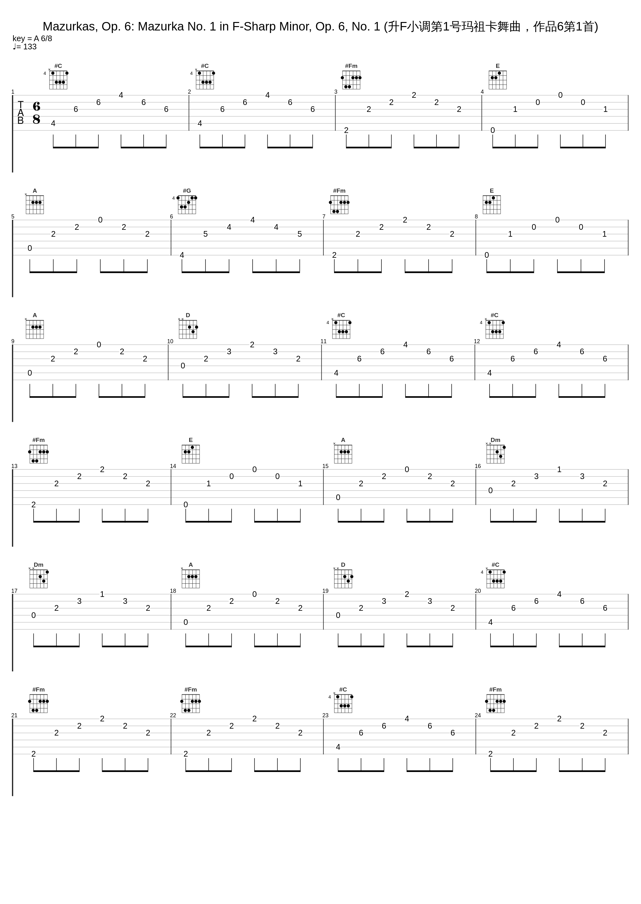 Mazurkas, Op. 6: Mazurka No. 1 in F-Sharp Minor, Op. 6, No. 1 (升F小调第1号玛祖卡舞曲，作品6第1首)_Gábor Csalog_1