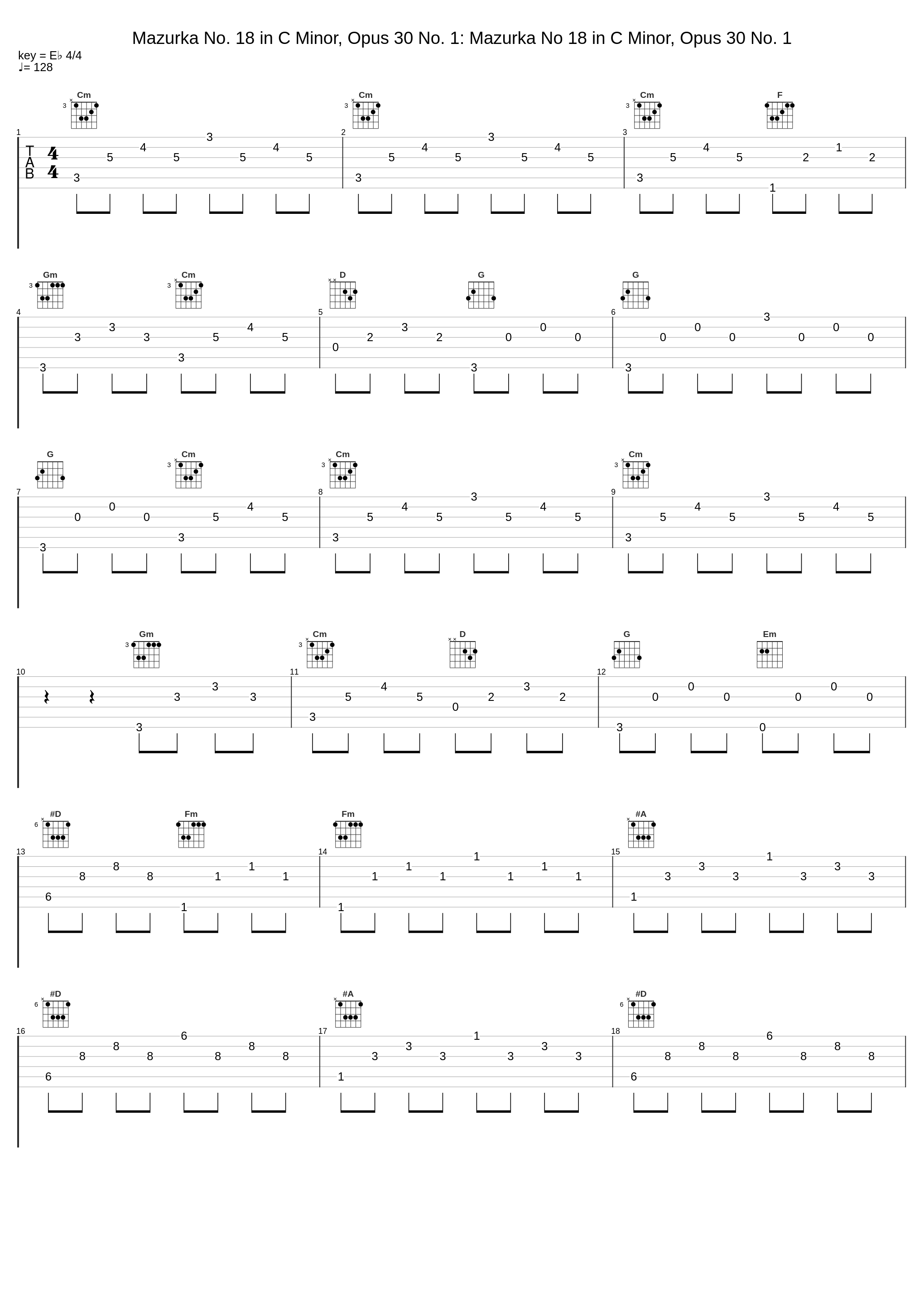 Mazurka No. 18 in C Minor, Opus 30 No. 1: Mazurka No 18 in C Minor, Opus 30 No. 1_Arthur Rubenstein,Frédéric Chopin_1