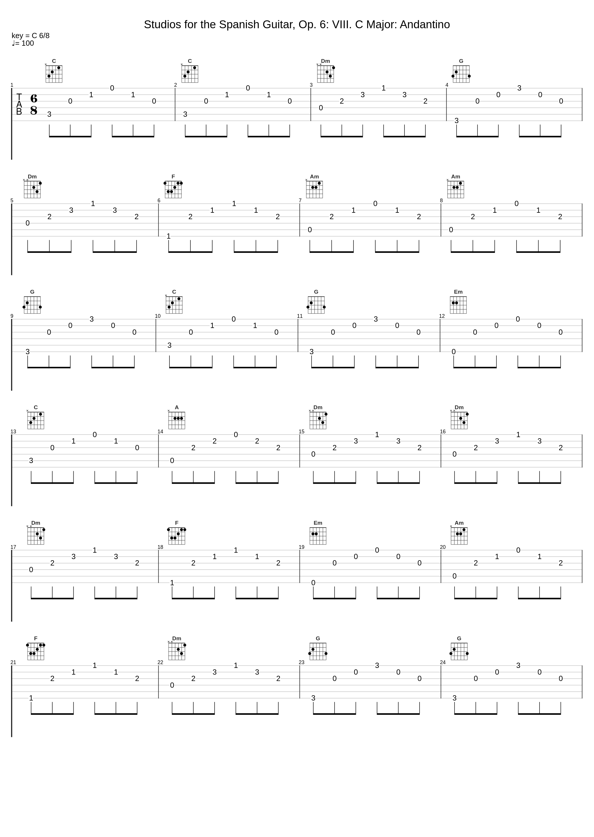 Studios for the Spanish Guitar, Op. 6: VIII. C Major: Andantino_William Carter,Fernando Sor_1