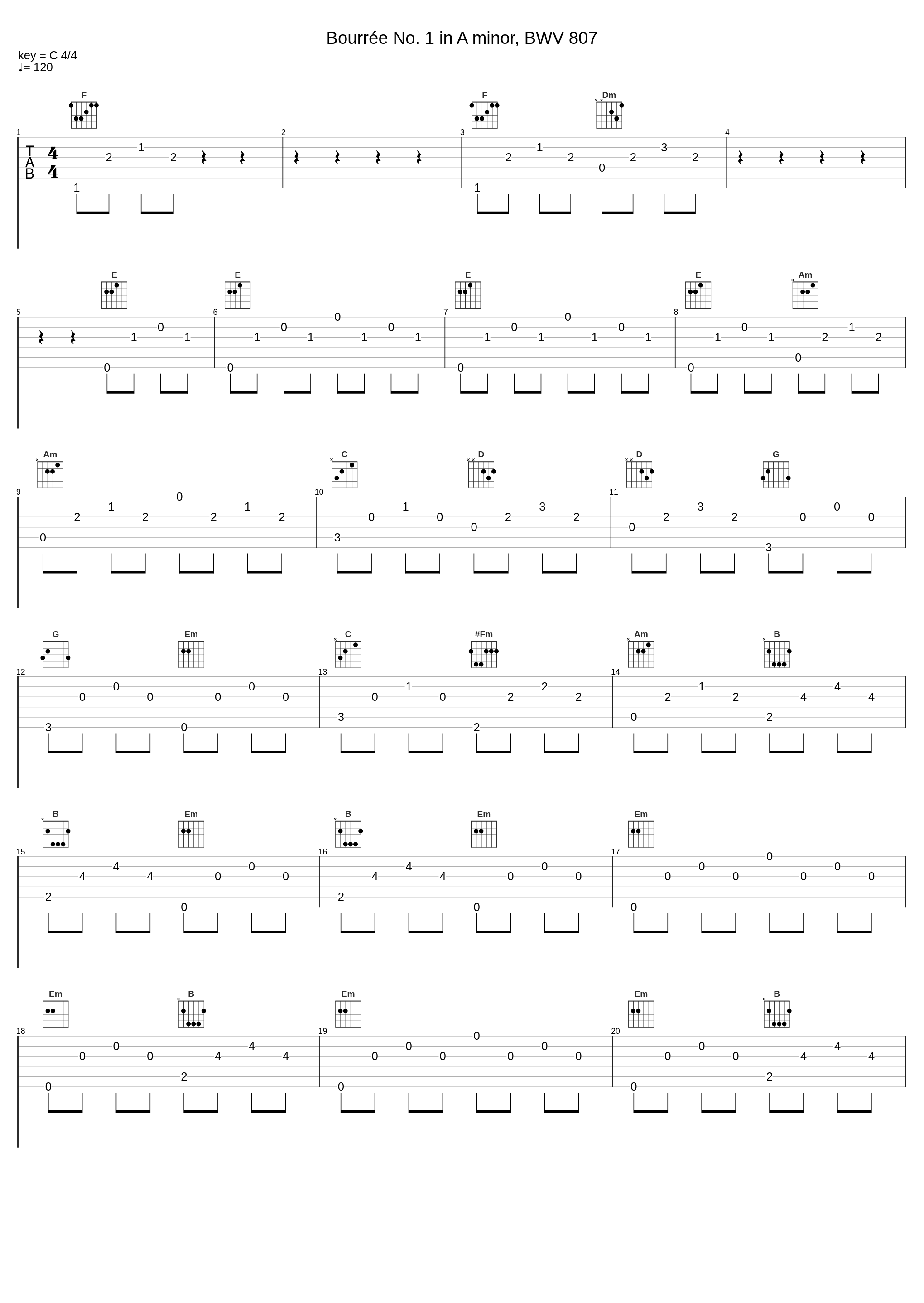 Bourrée No. 1 in A minor, BWV 807_Ut Re Mi,Johann Sebastian Bach_1