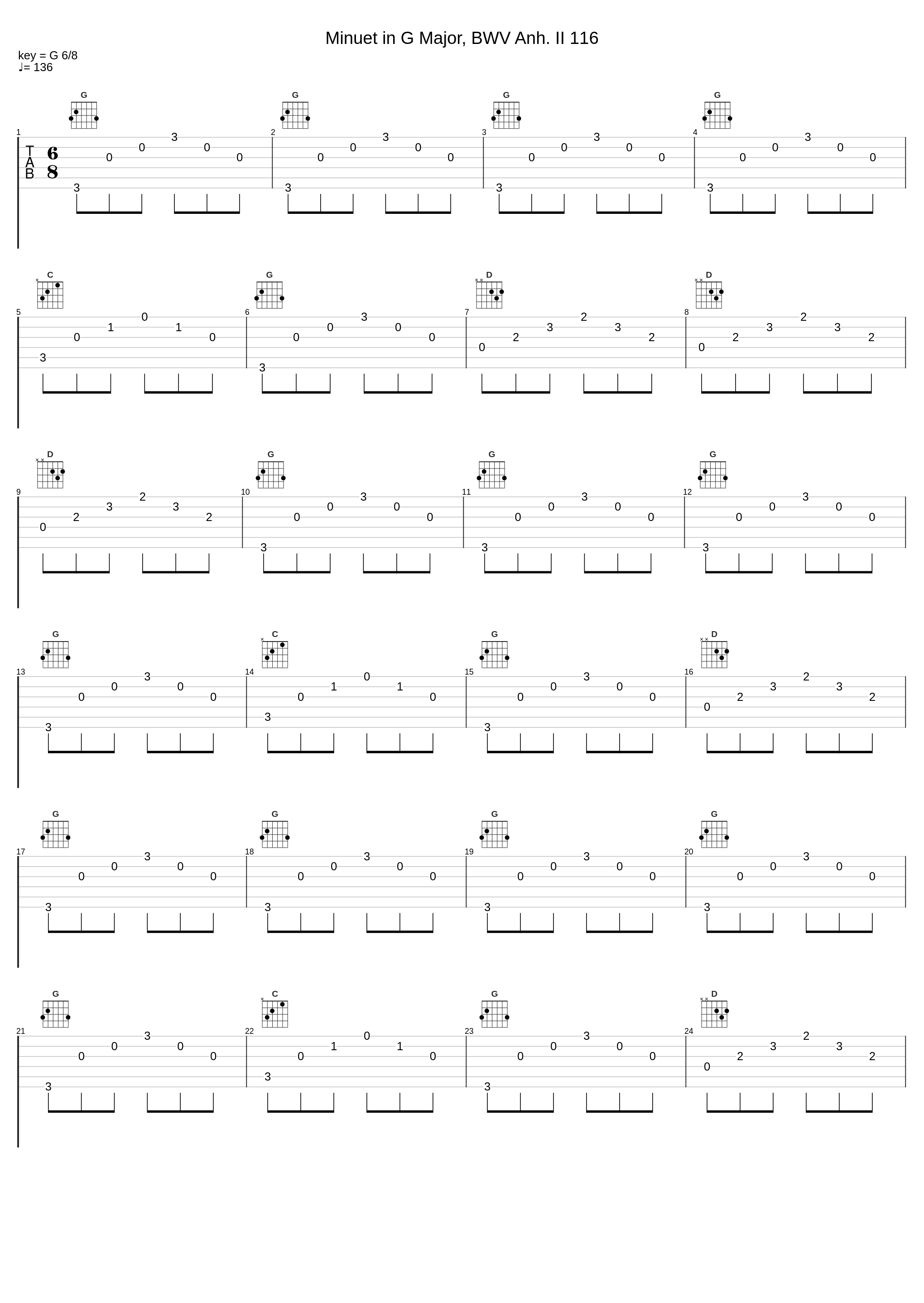 Minuet in G Major, BWV Anh. II 116_Recitano,Johann Sebastian Bach_1