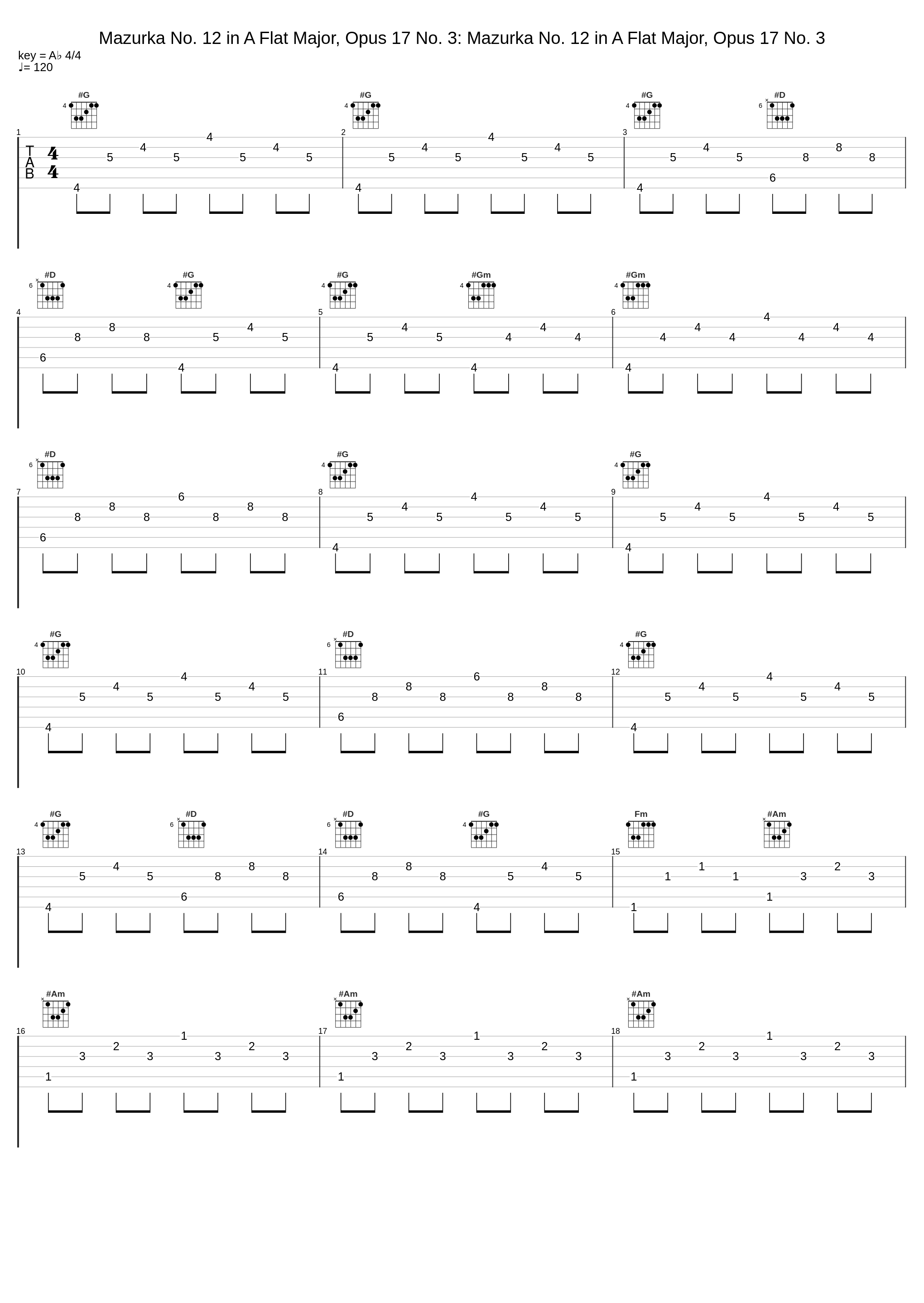 Mazurka No. 12 in A Flat Major, Opus 17 No. 3: Mazurka No. 12 in A Flat Major, Opus 17 No. 3_Arthur Rubenstein,Frédéric Chopin_1