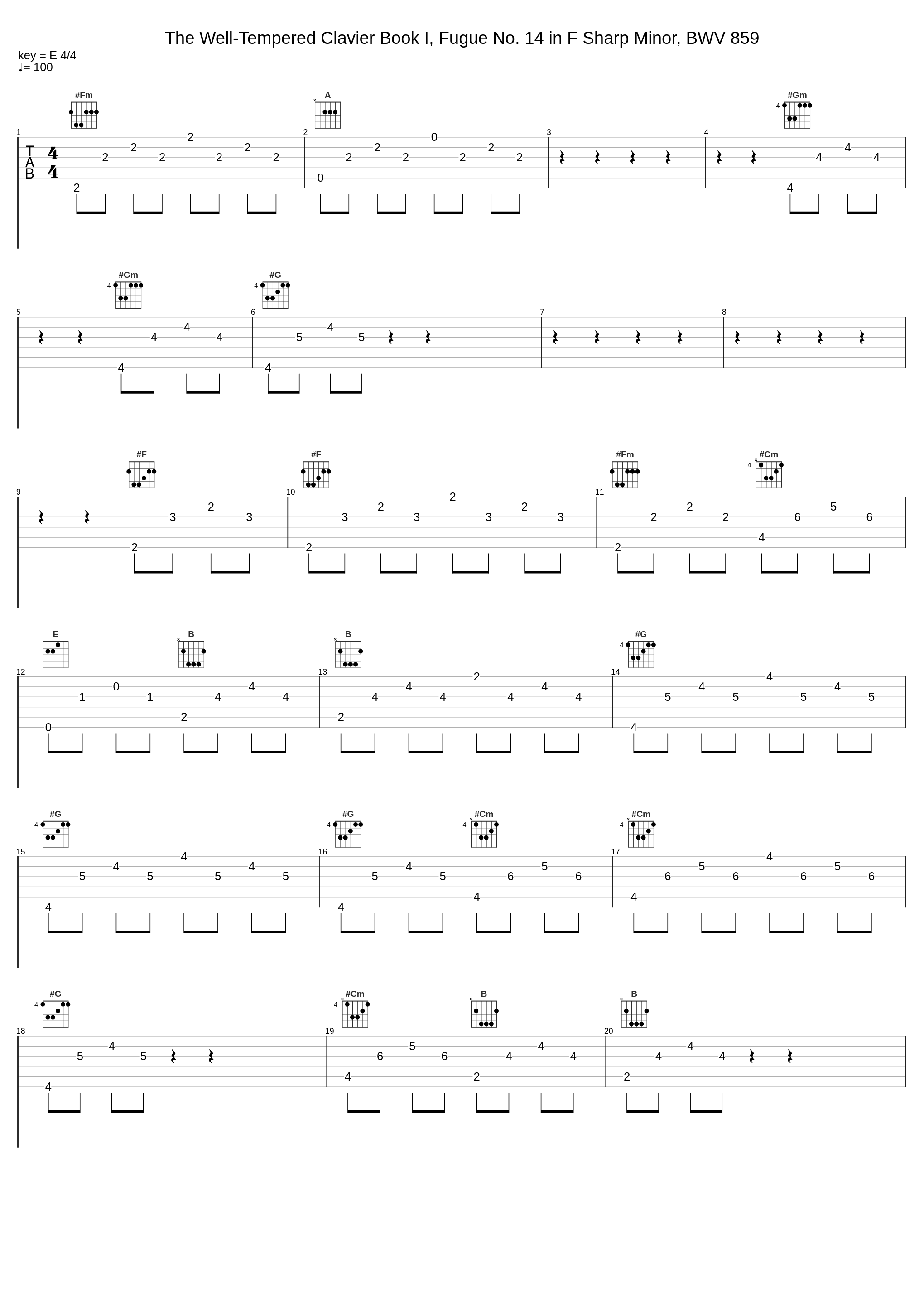 The Well-Tempered Clavier Book I, Fugue No. 14 in F Sharp Minor, BWV 859_Johann Sebastian Bach,Fred Thomas_1