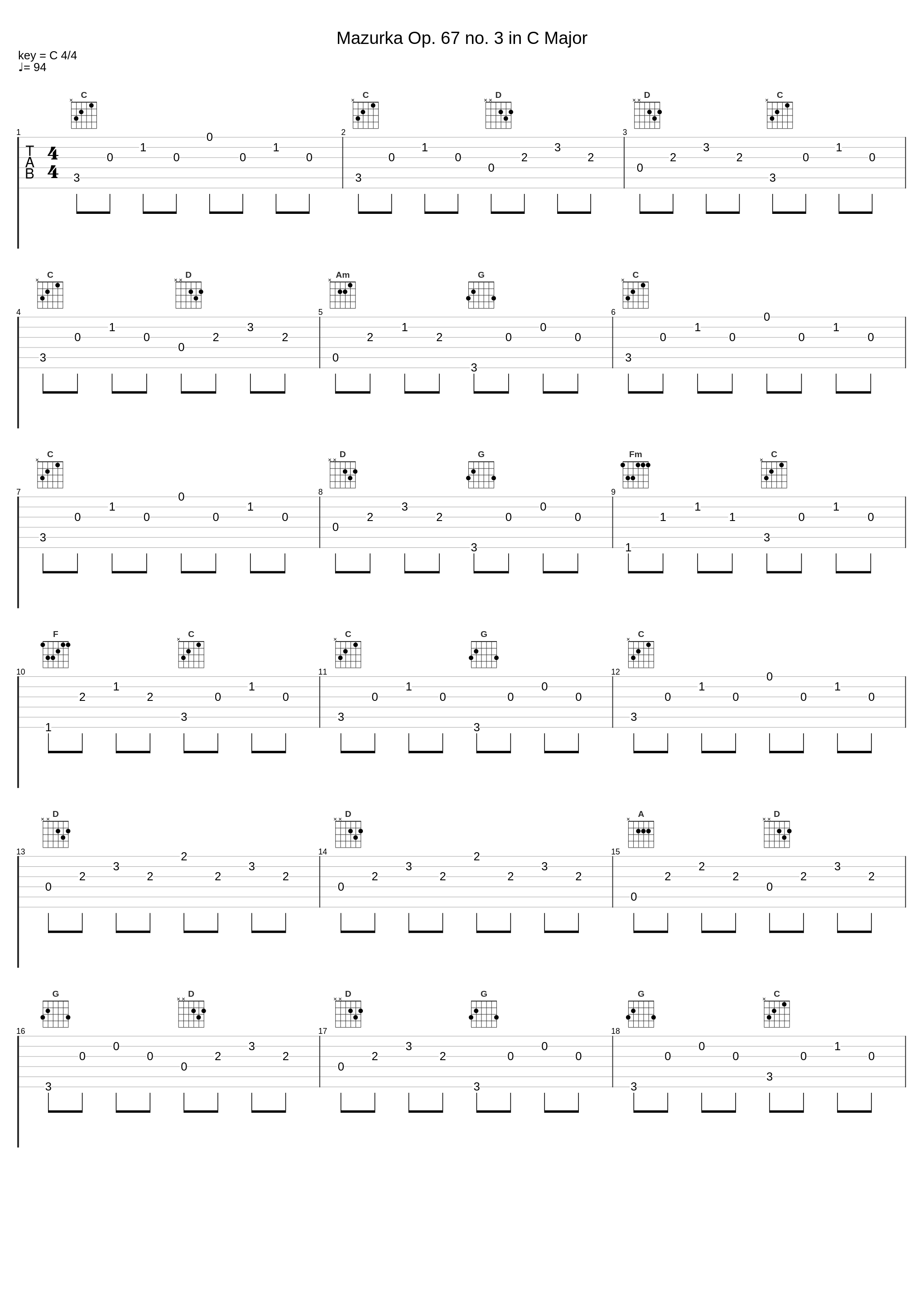 Mazurka Op. 67 no. 3 in C Major_Frédéric Chopin_1