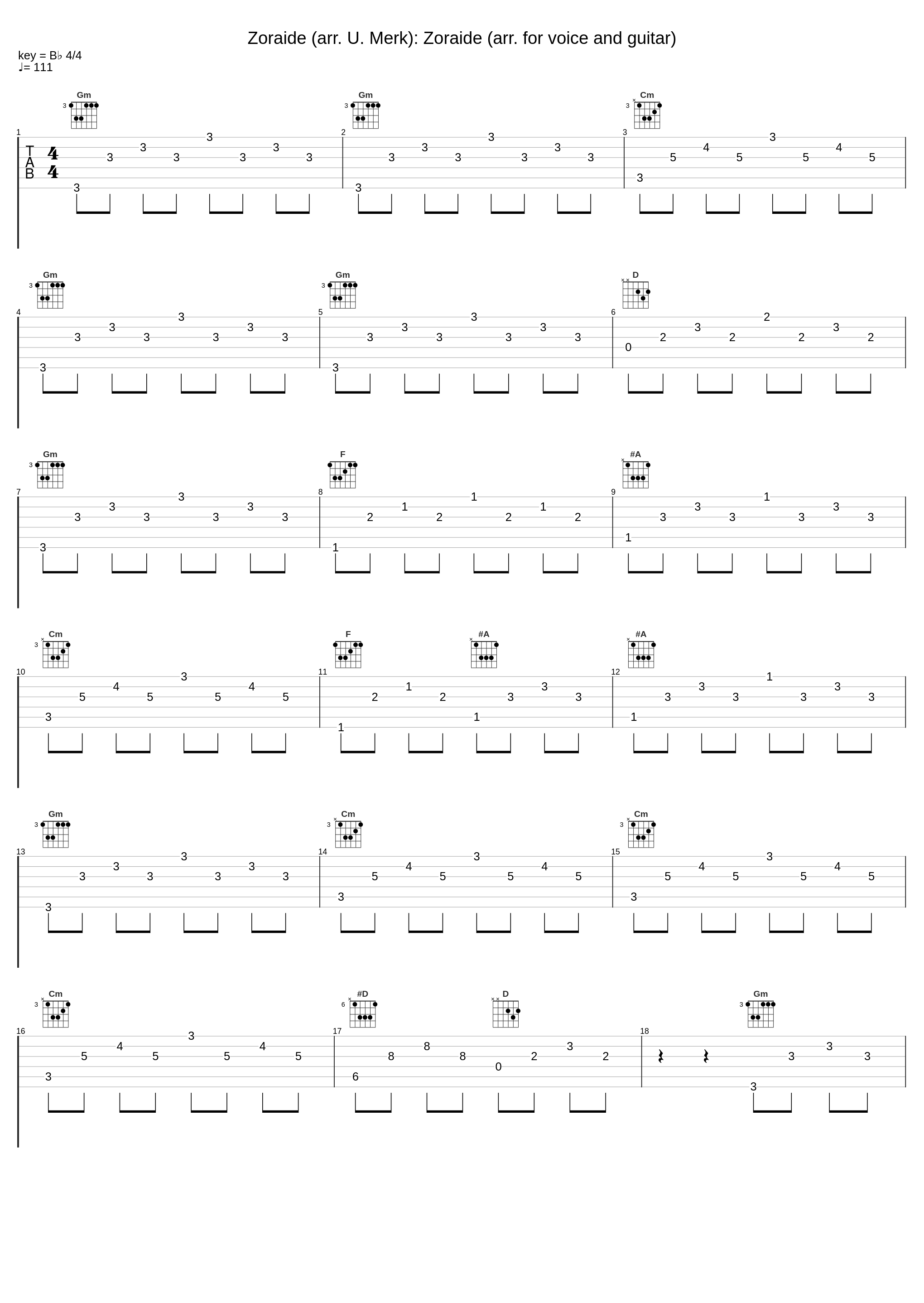 Zoraide (arr. U. Merk): Zoraide (arr. for voice and guitar)_Duo Arcadie_1