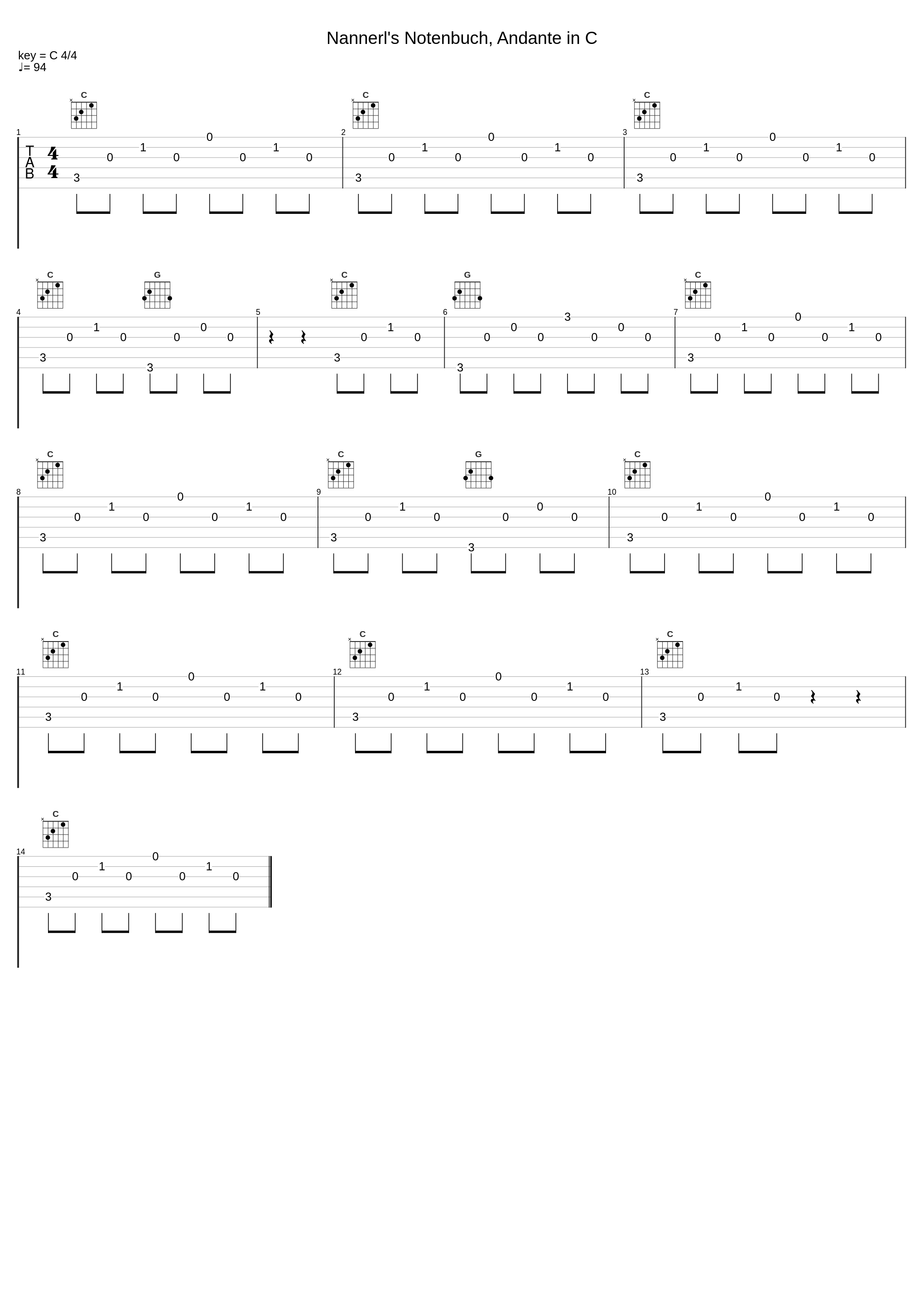 Nannerl's Notenbuch, Andante in C_Wolfgang Amadeus Mozart,Nologo_1