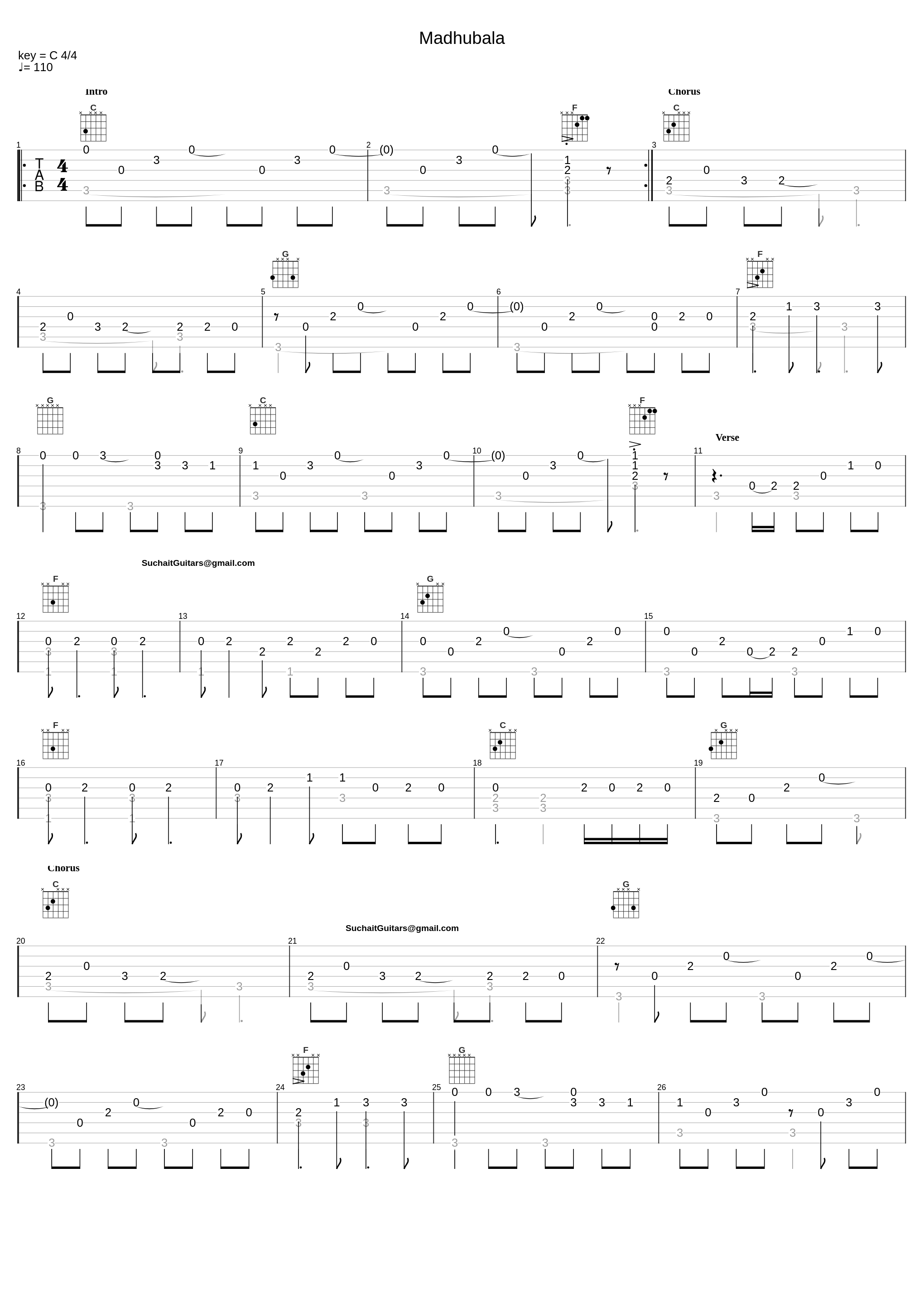 Madhubala fingerstyle version in C Scale_Suchaitguitars@Gmail.Com_1