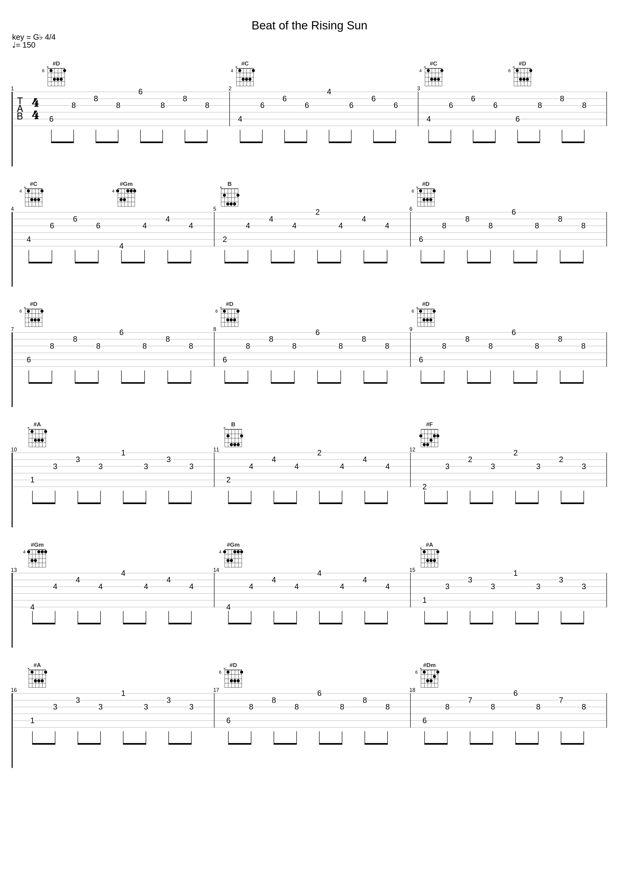 Beat of the Rising Sun_Sheet Music Boss_1