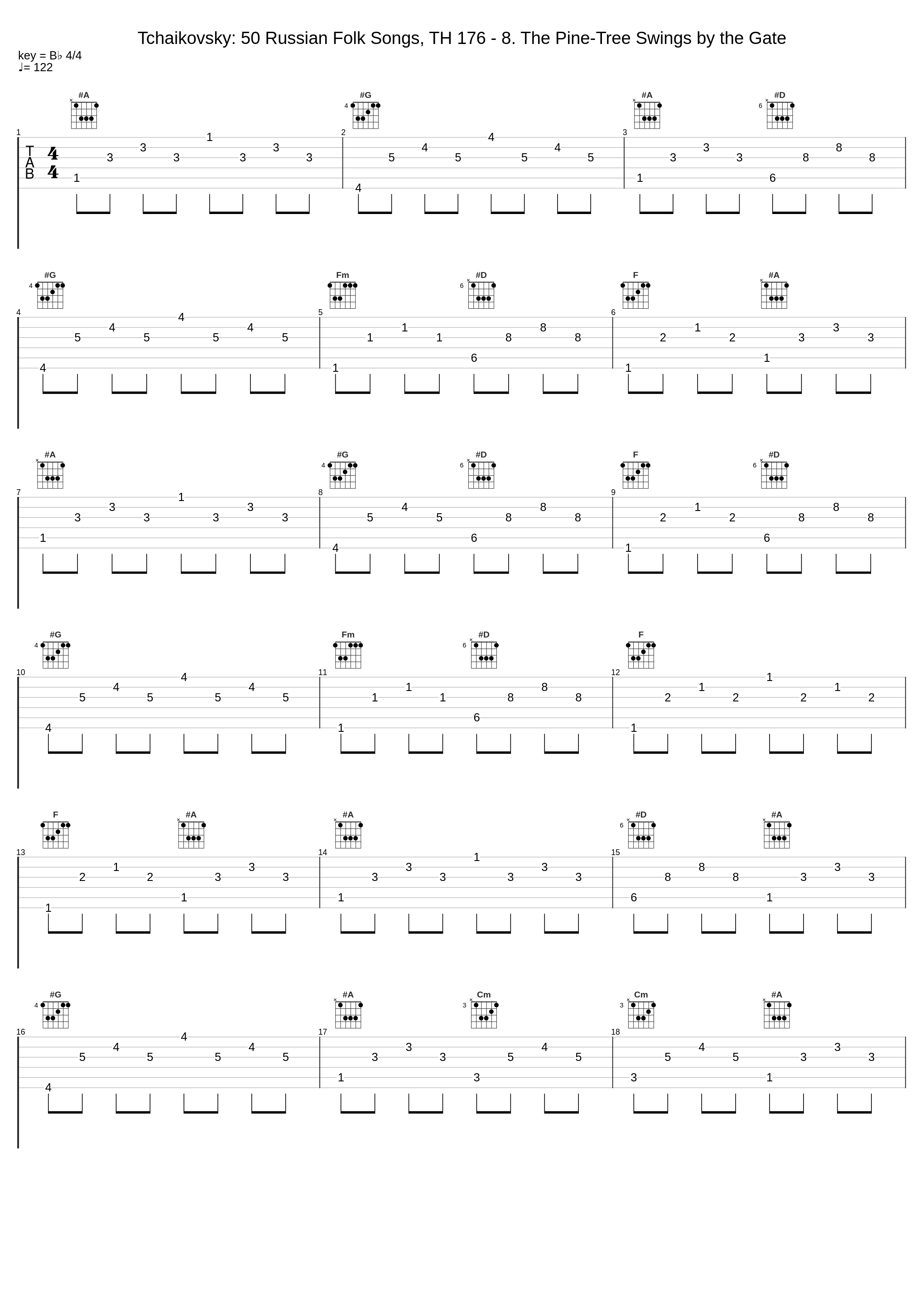 Tchaikovsky: 50 Russian Folk Songs, TH 176 - 8. The Pine-Tree Swings by the Gate_Valentina Lisitsa,Alexei Kuznetsoff_1