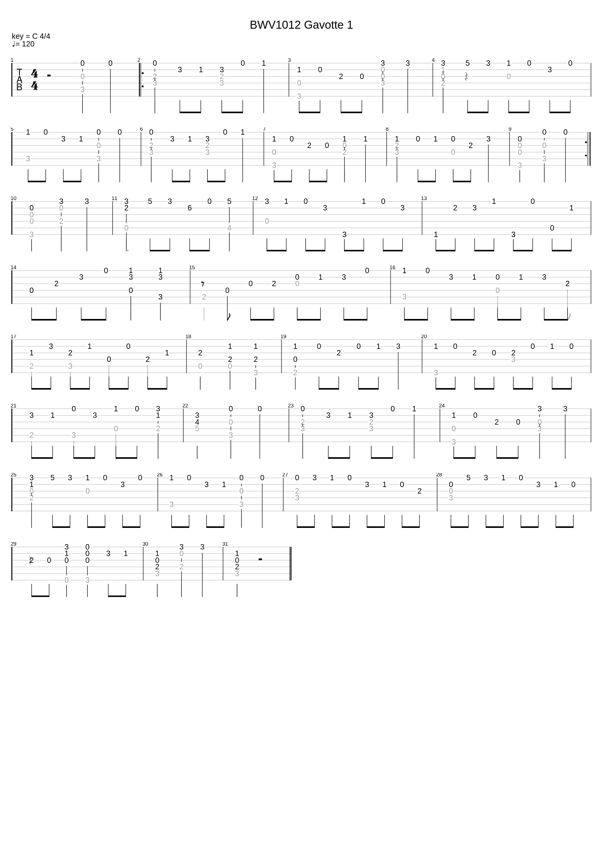 Bwv 1012 Gavotte 1 In C_Johann Sebastian Bach_1