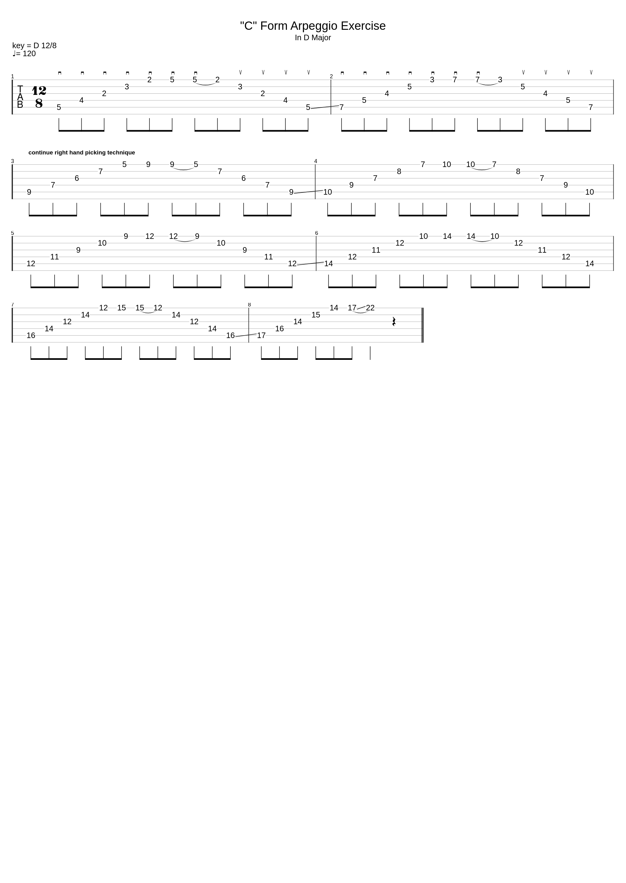 C Form Arpeggio Exercise In D Major_Video Lessons_1
