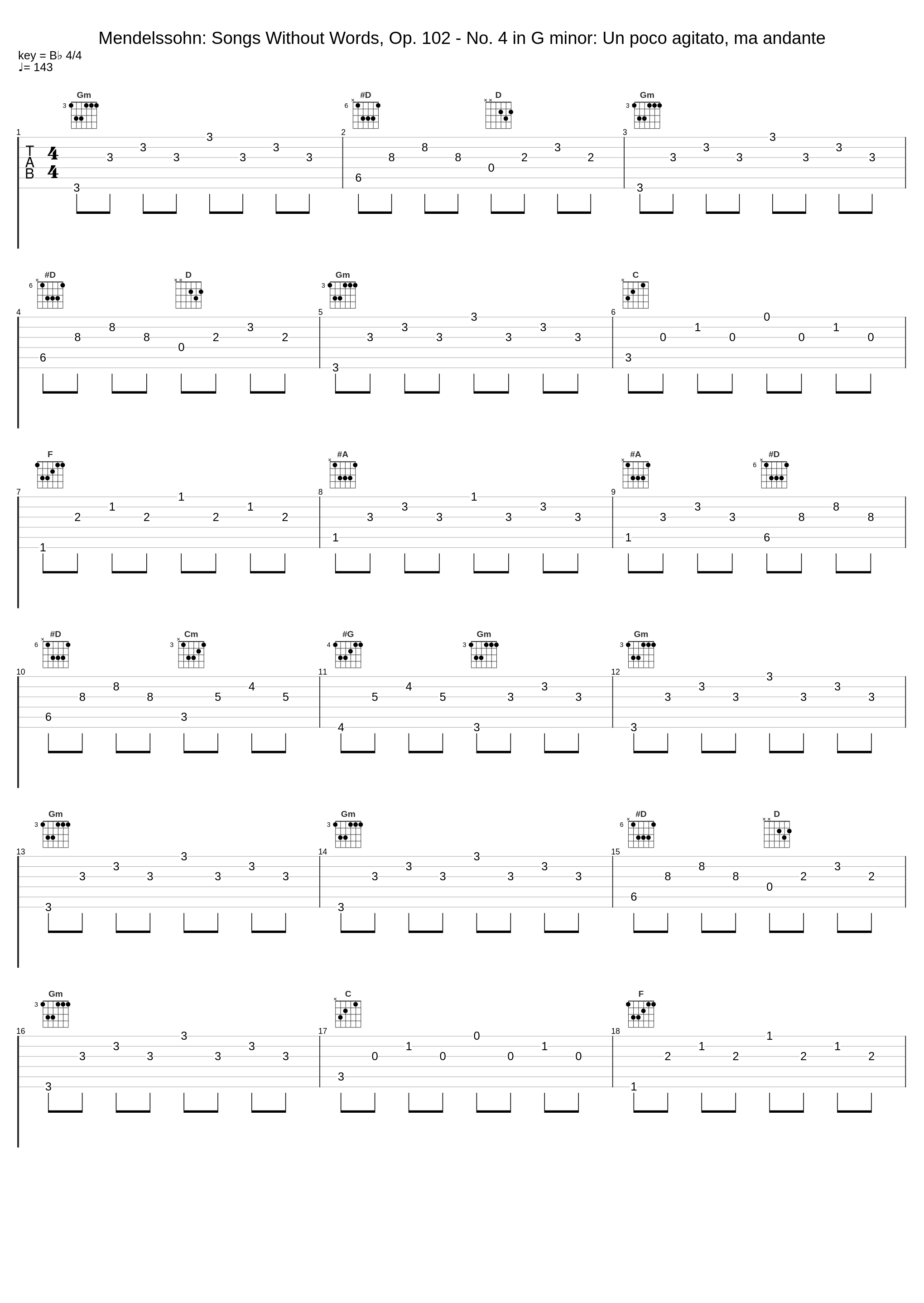Mendelssohn: Songs Without Words, Op. 102 - No. 4 in G minor: Un poco agitato, ma andante_Felix Mendelssohn_1