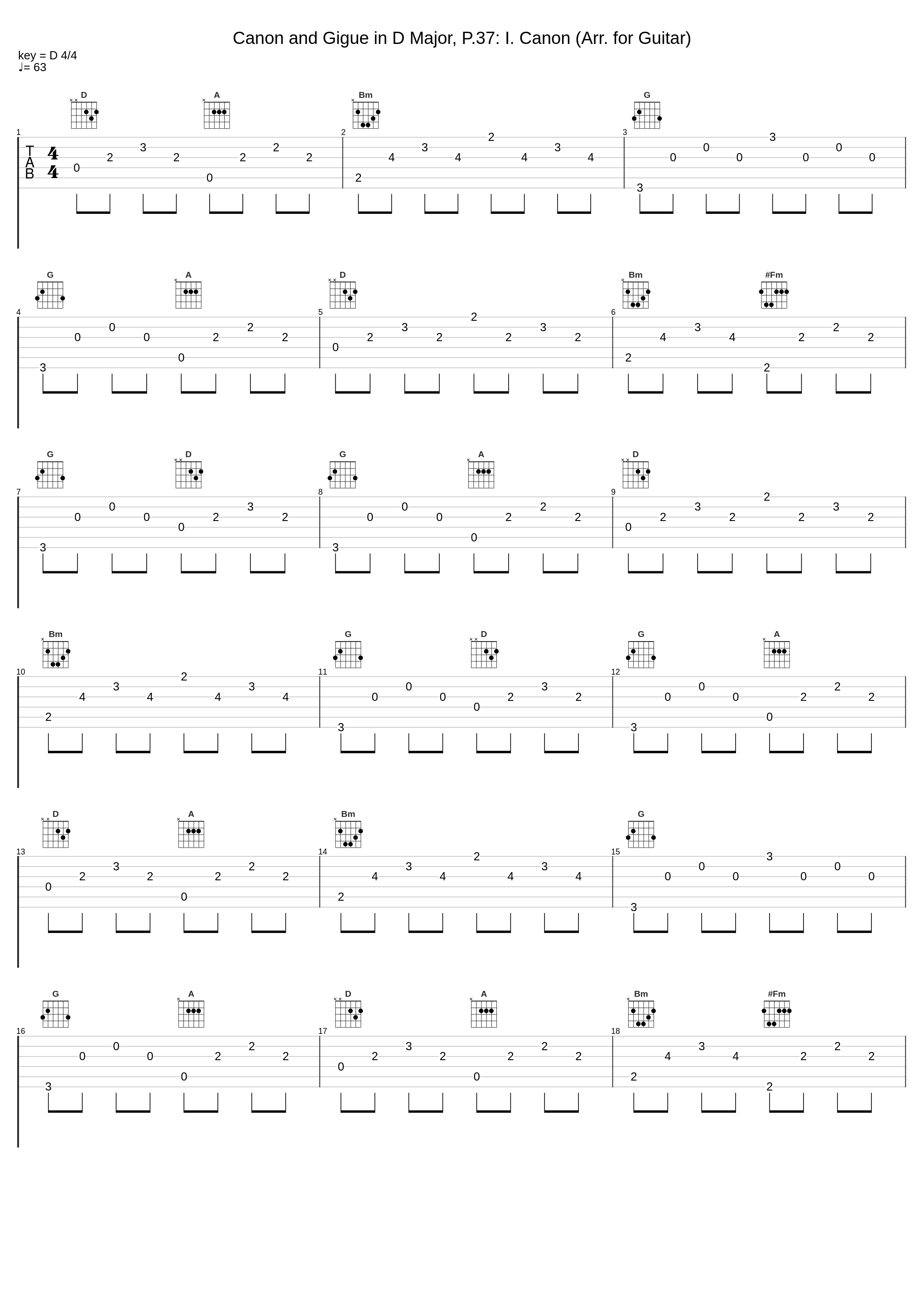 Canon and Gigue in D Major, P.37: I. Canon (Arr. for Guitar)_Leon Alex_1