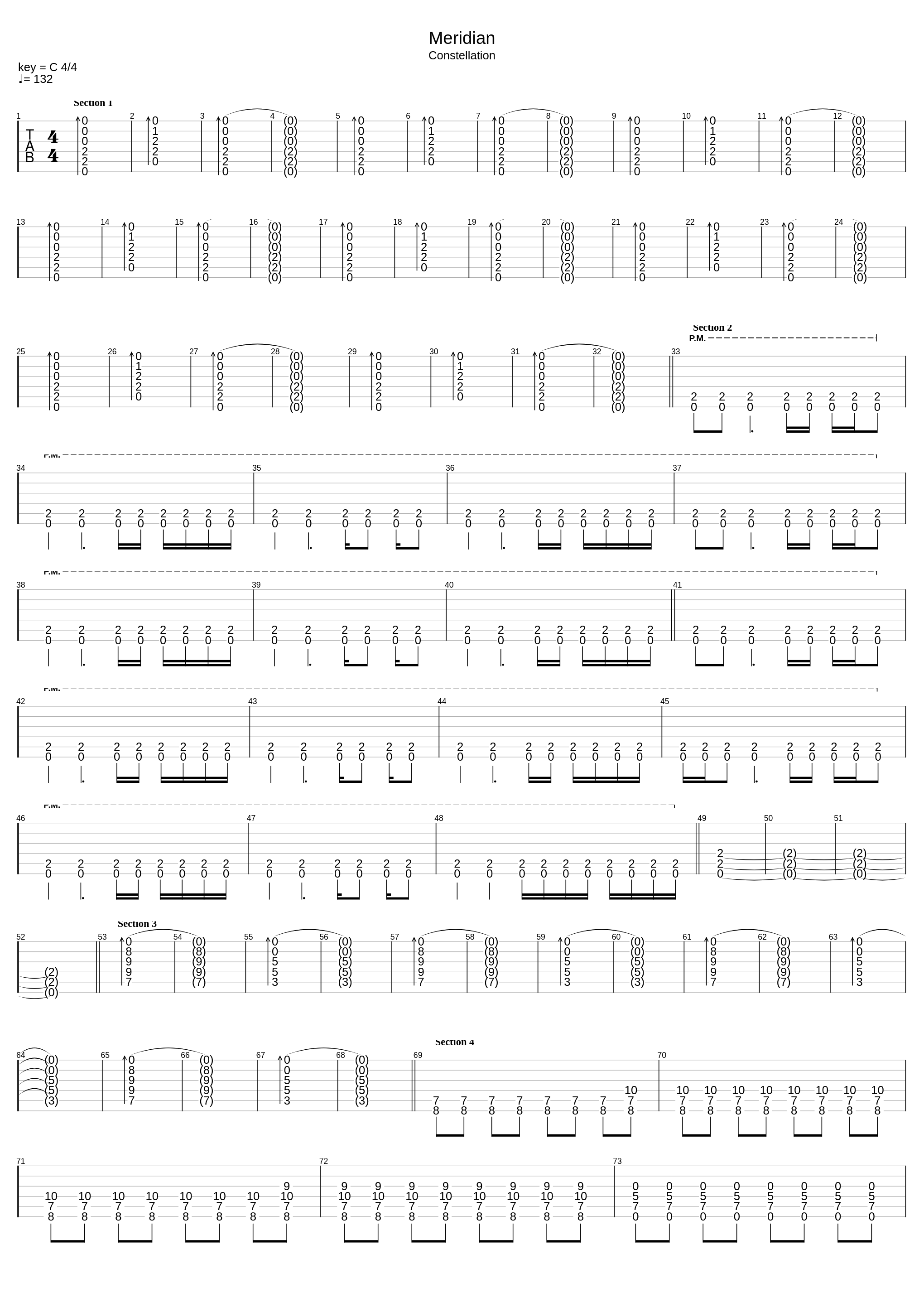 Meridian in Correct Tuning (C Standard)_August Burns Red_1