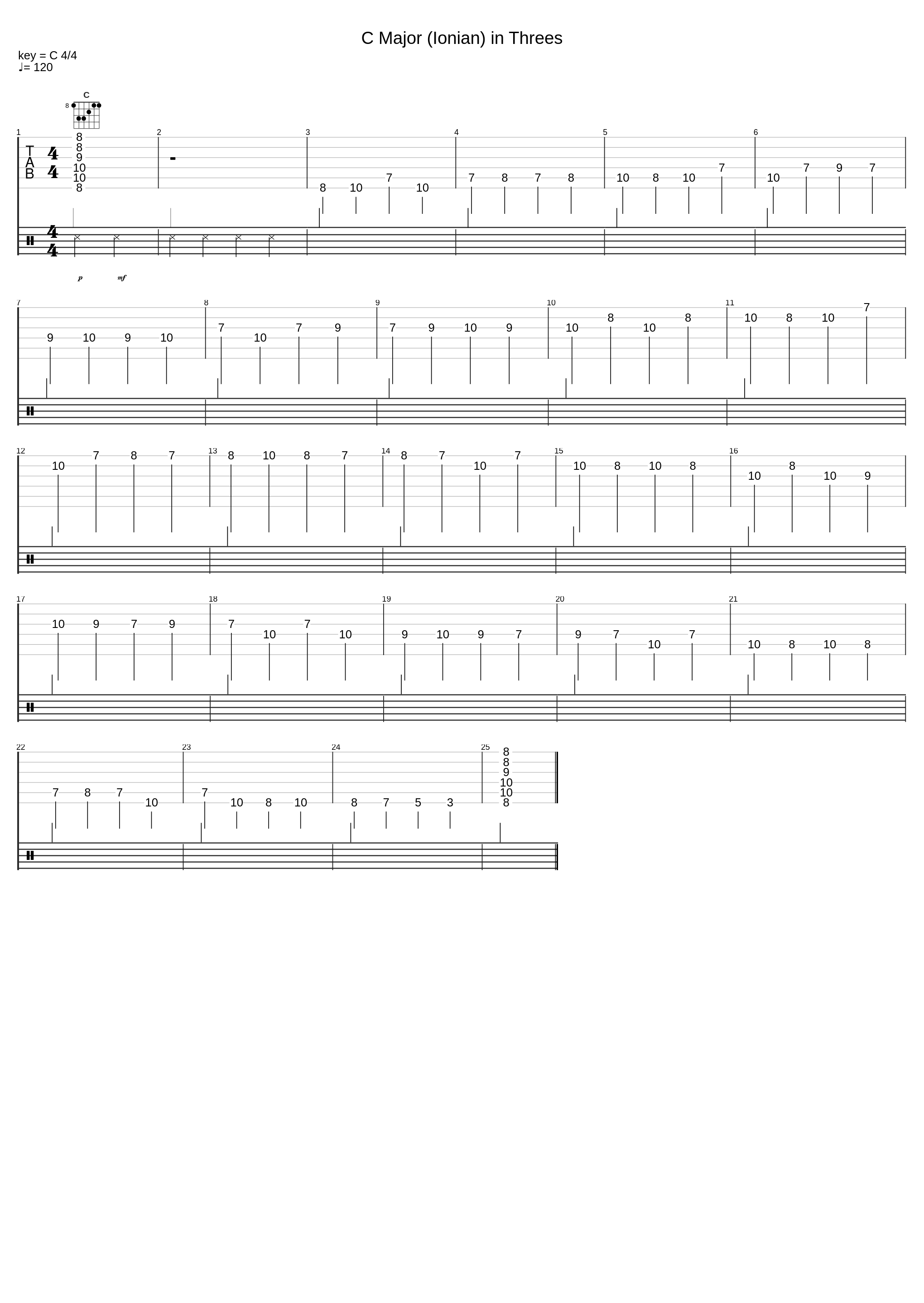 C Major (Ionian) In Threes_Joseph Spirito_1