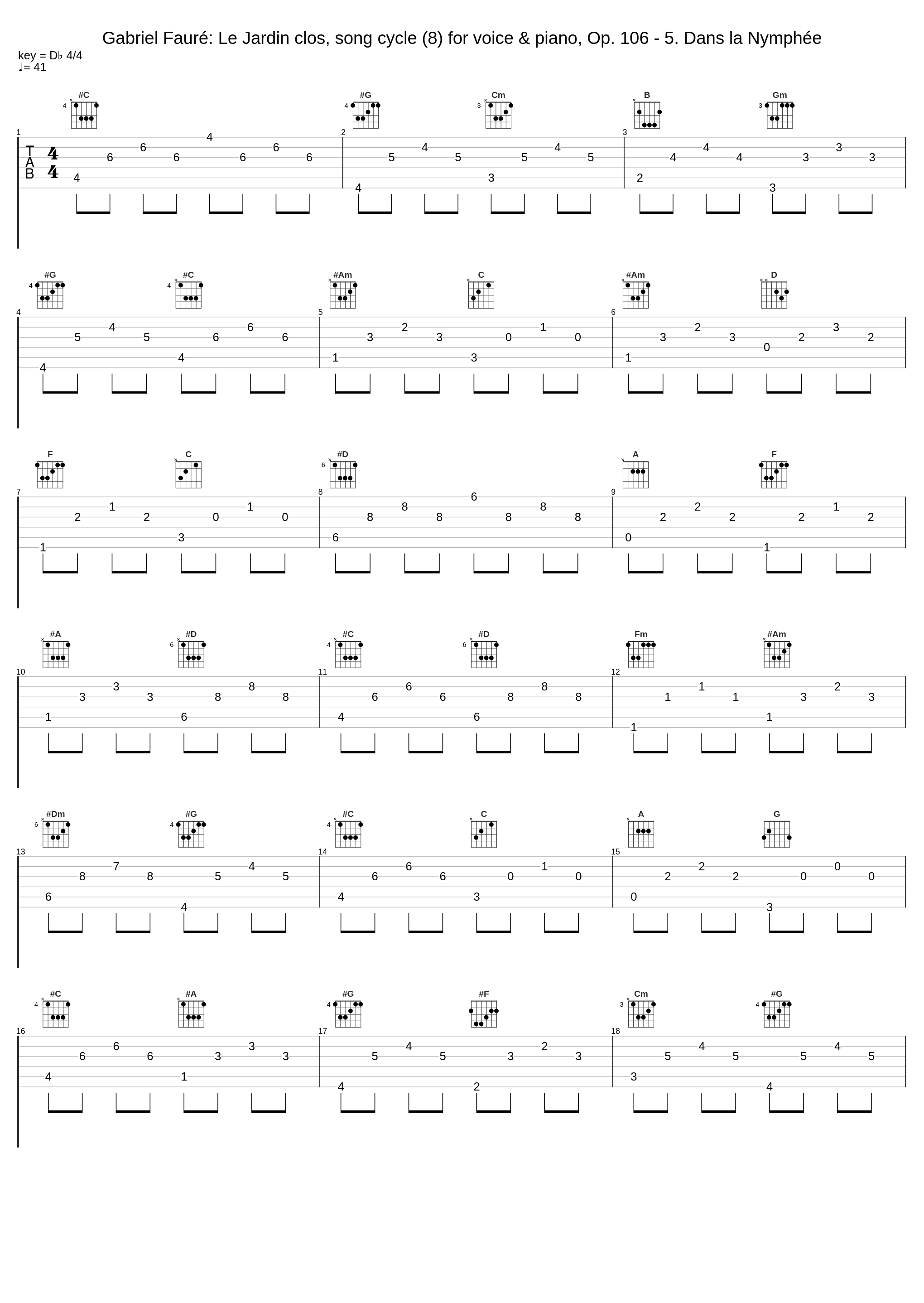 Gabriel Fauré: Le Jardin clos, song cycle (8) for voice & piano, Op. 106 - 5. Dans la Nymphée_Gabriel Fauré_1