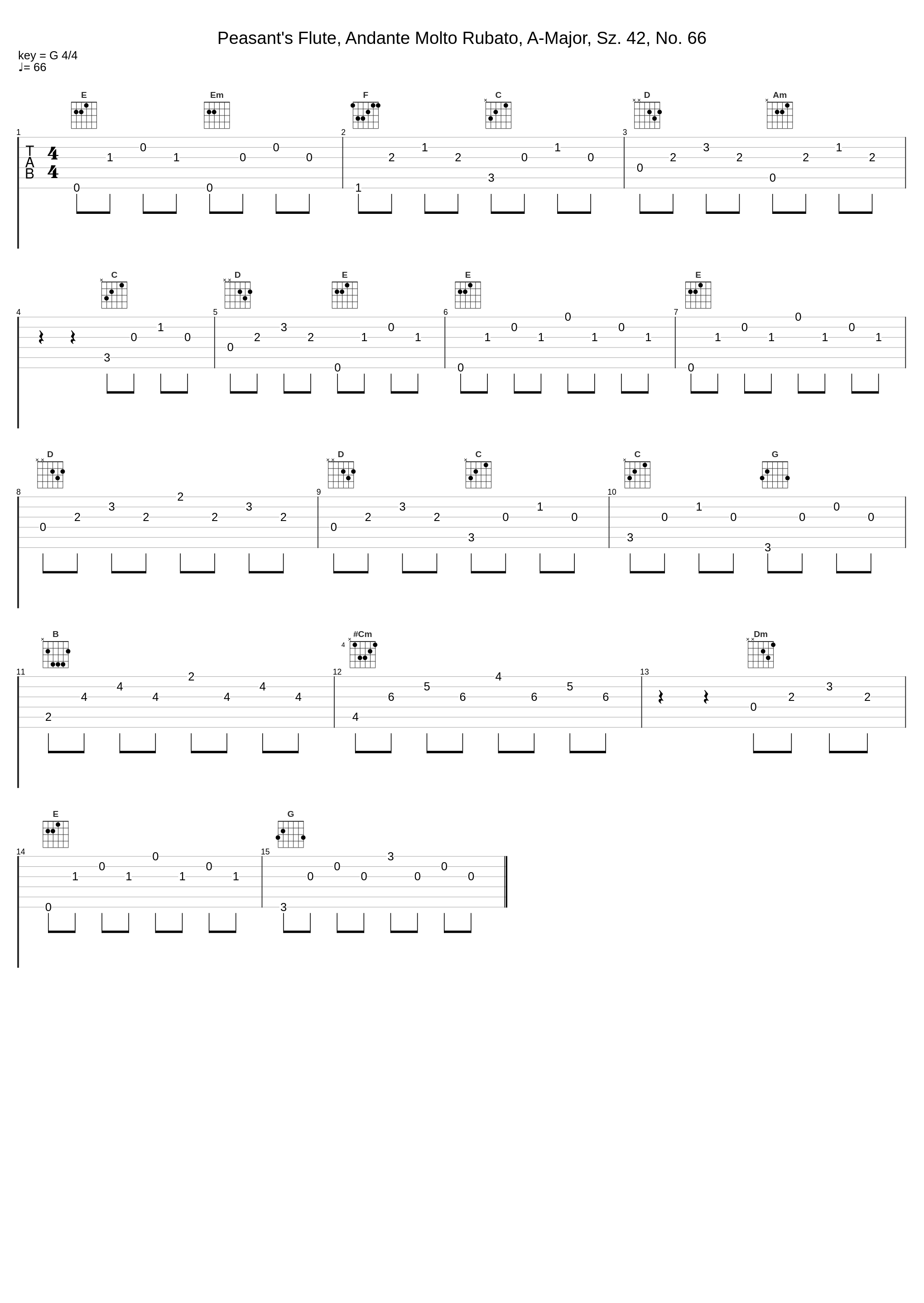 Peasant's Flute, Andante Molto Rubato, A-Major, Sz. 42, No. 66_Robert von Heeren,Béla Bartók_1