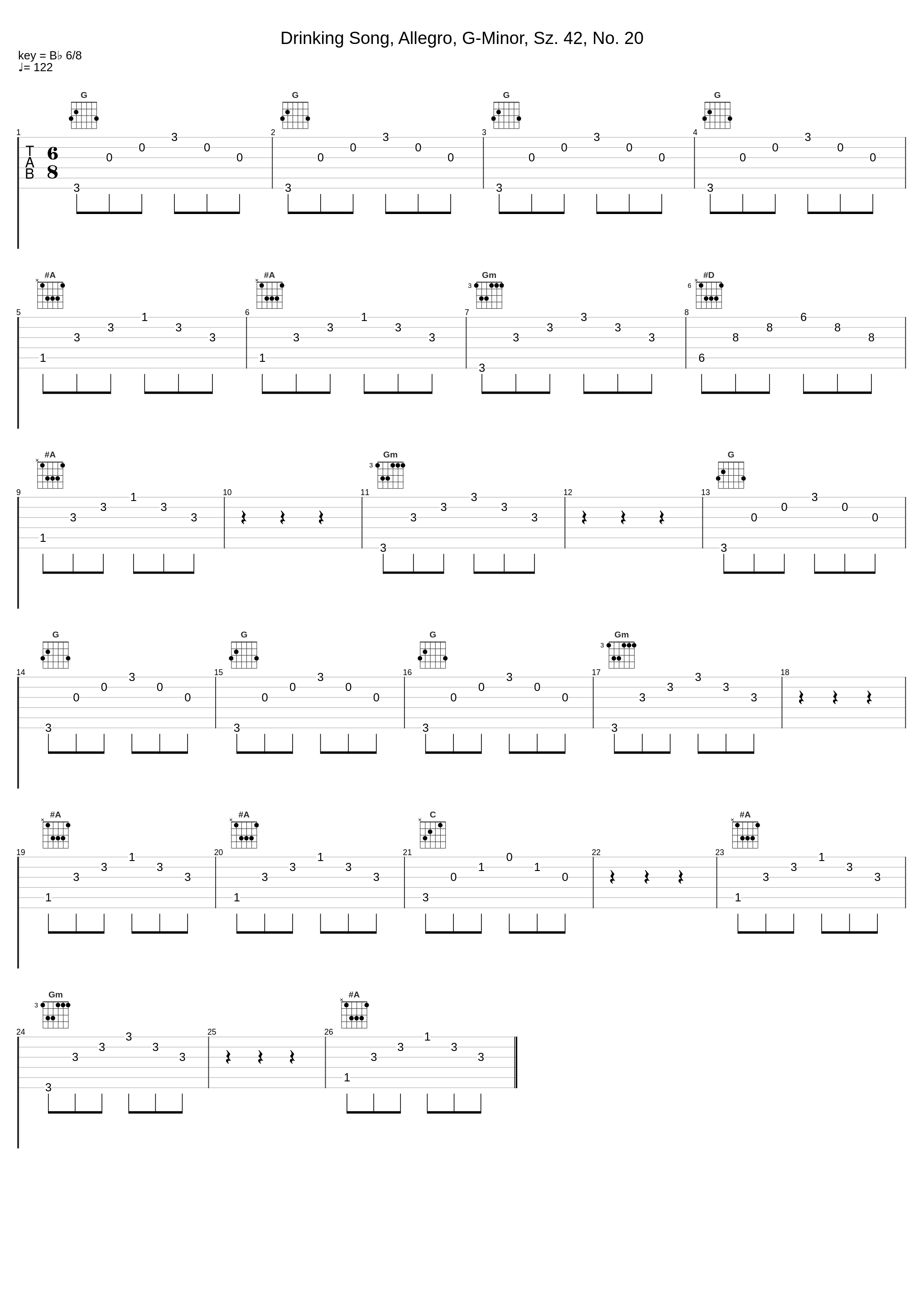Drinking Song, Allegro, G-Minor, Sz. 42, No. 20_Robert von Heeren,Béla Bartók_1
