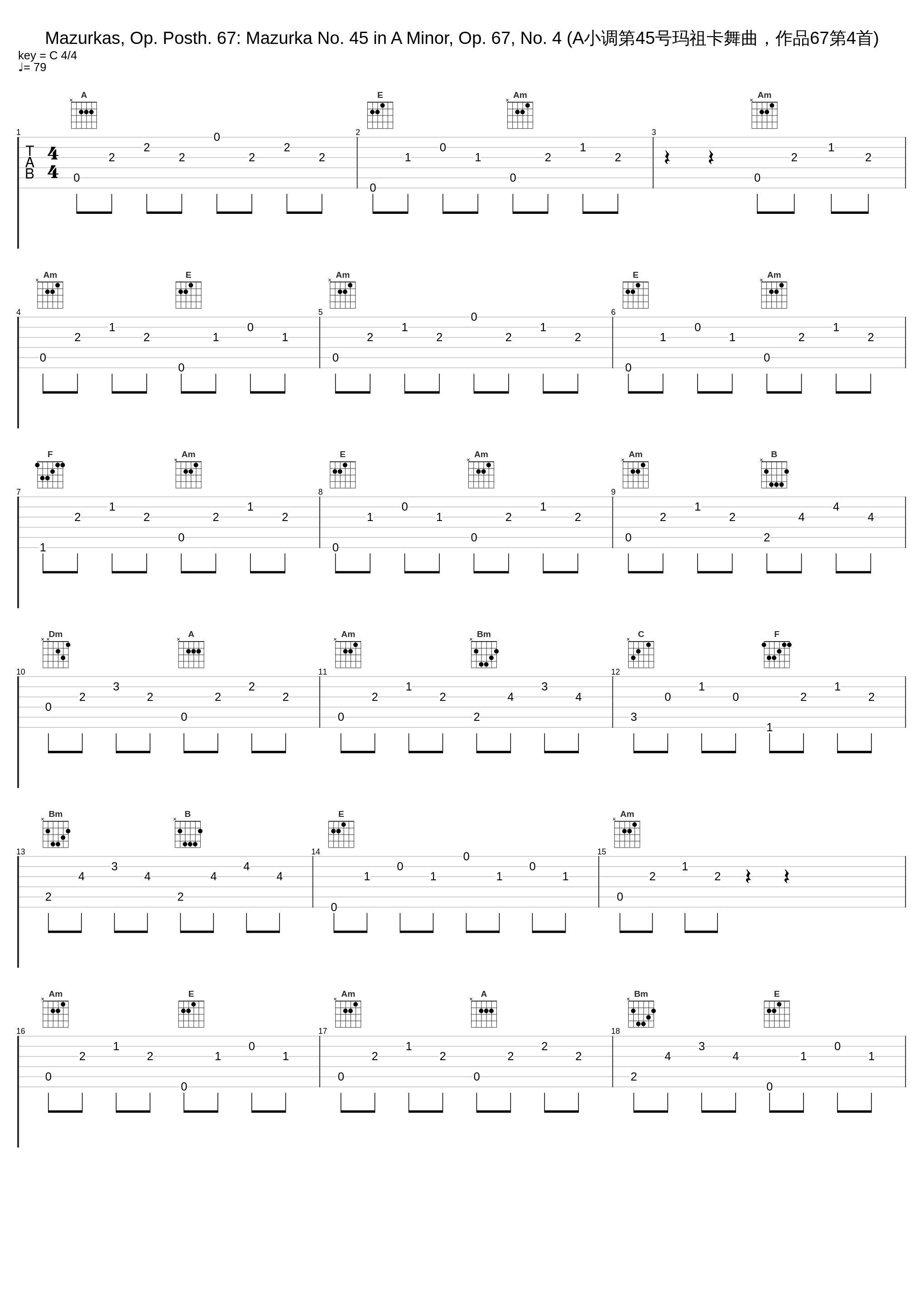 Mazurkas, Op. Posth. 67: Mazurka No. 45 in A Minor, Op. 67, No. 4 (A小调第45号玛祖卡舞曲，作品67第4首)_Gábor Csalog_1