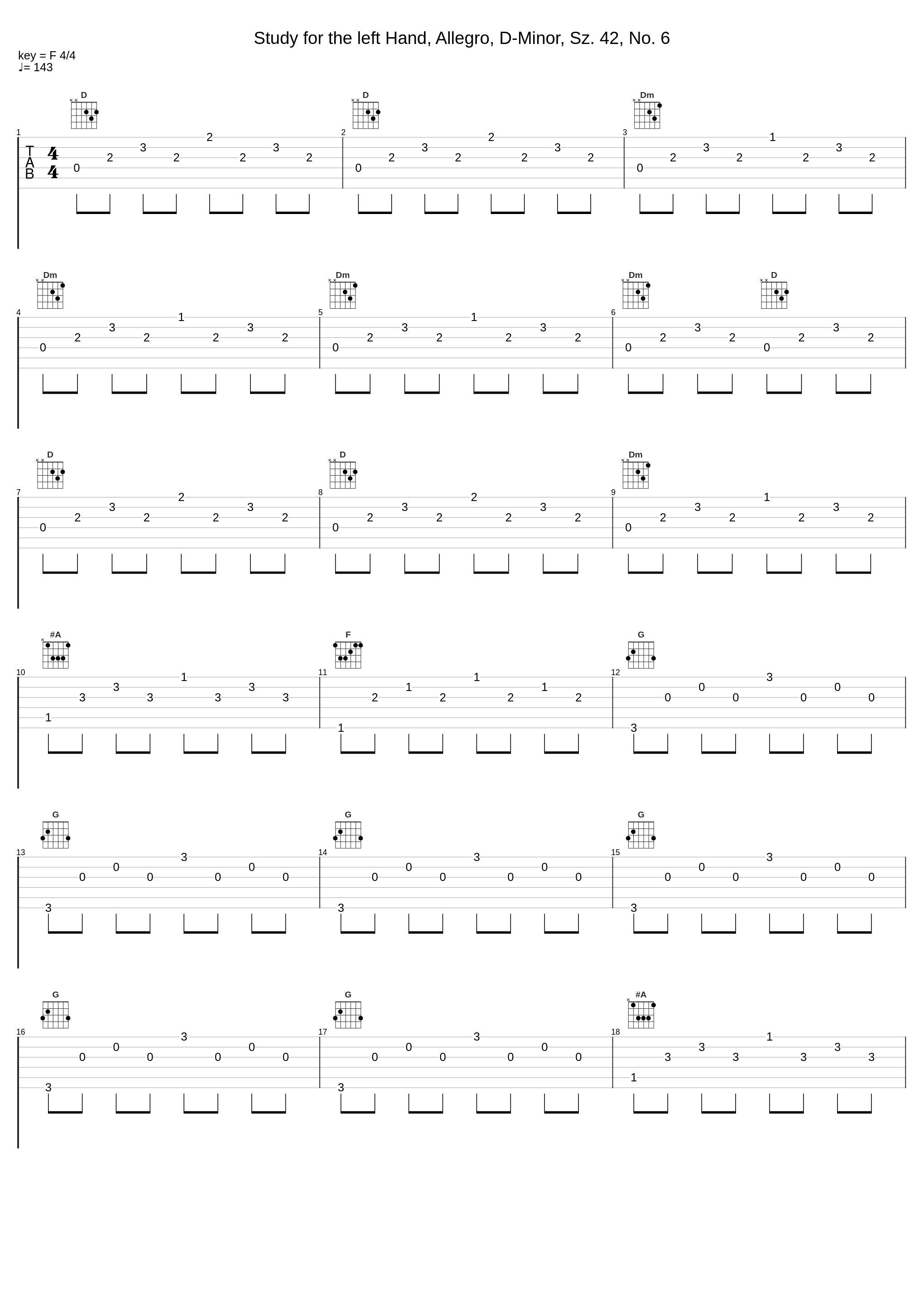 Study for the left Hand, Allegro, D-Minor, Sz. 42, No. 6_Robert von Heeren,Béla Bartók_1