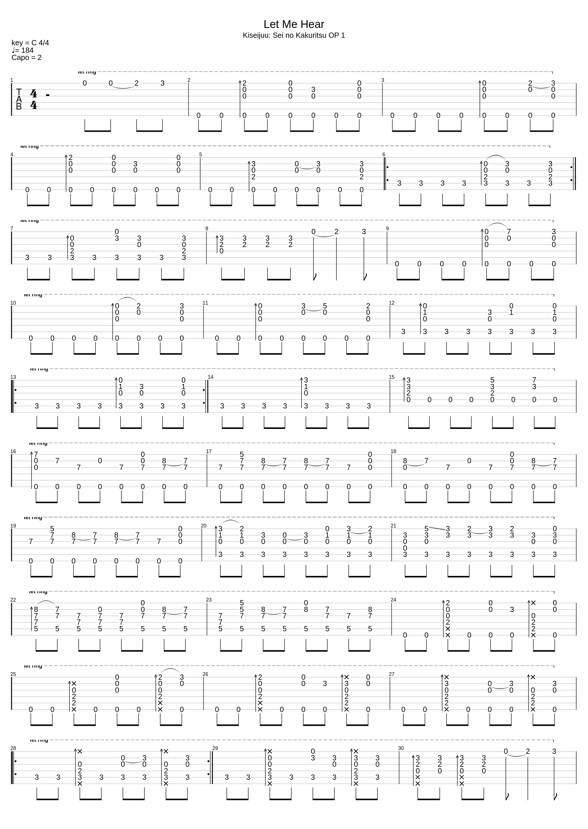 Opening (Fingerstyle Tab)_Parasyte -The Maxim-_1
