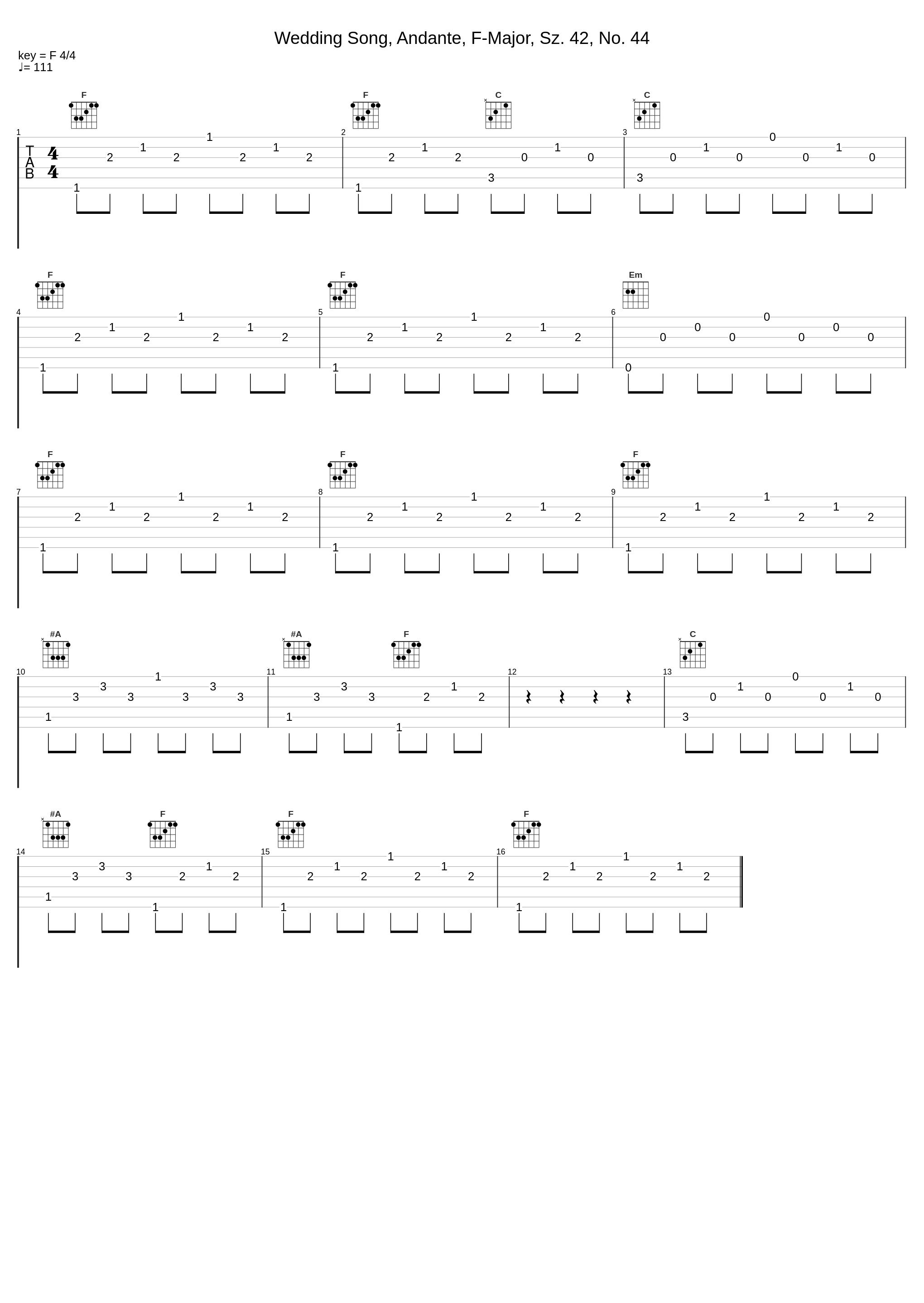 Wedding Song, Andante, F-Major, Sz. 42, No. 44_Robert von Heeren,Béla Bartók_1