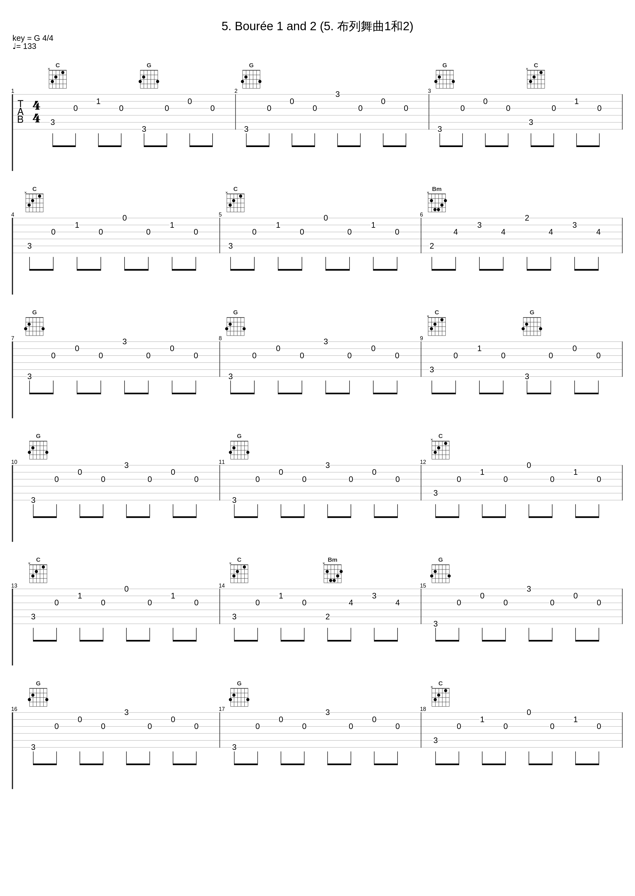 5. Bourée 1 and 2 (5. 布列舞曲1和2)_Mary Costanza_1