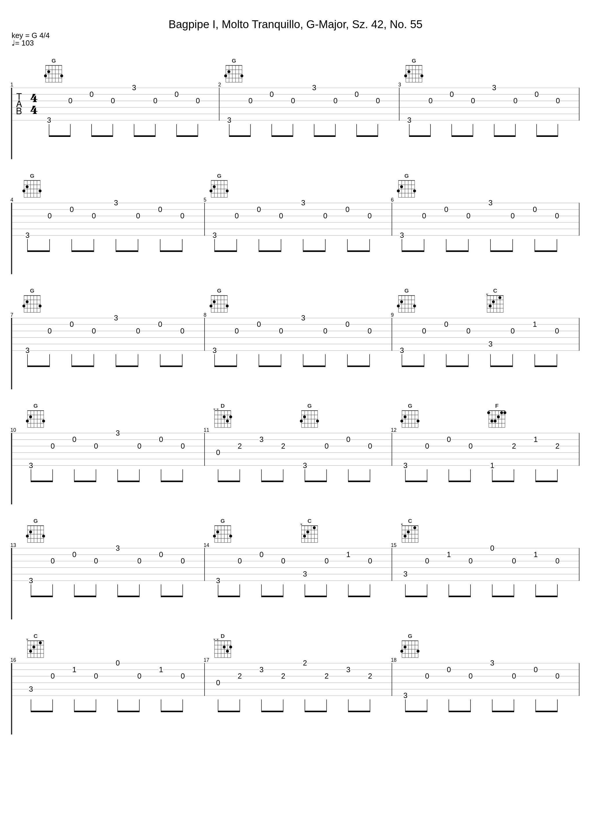 Bagpipe I, Molto Tranquillo, G-Major, Sz. 42, No. 55_Robert von Heeren,Béla Bartók_1