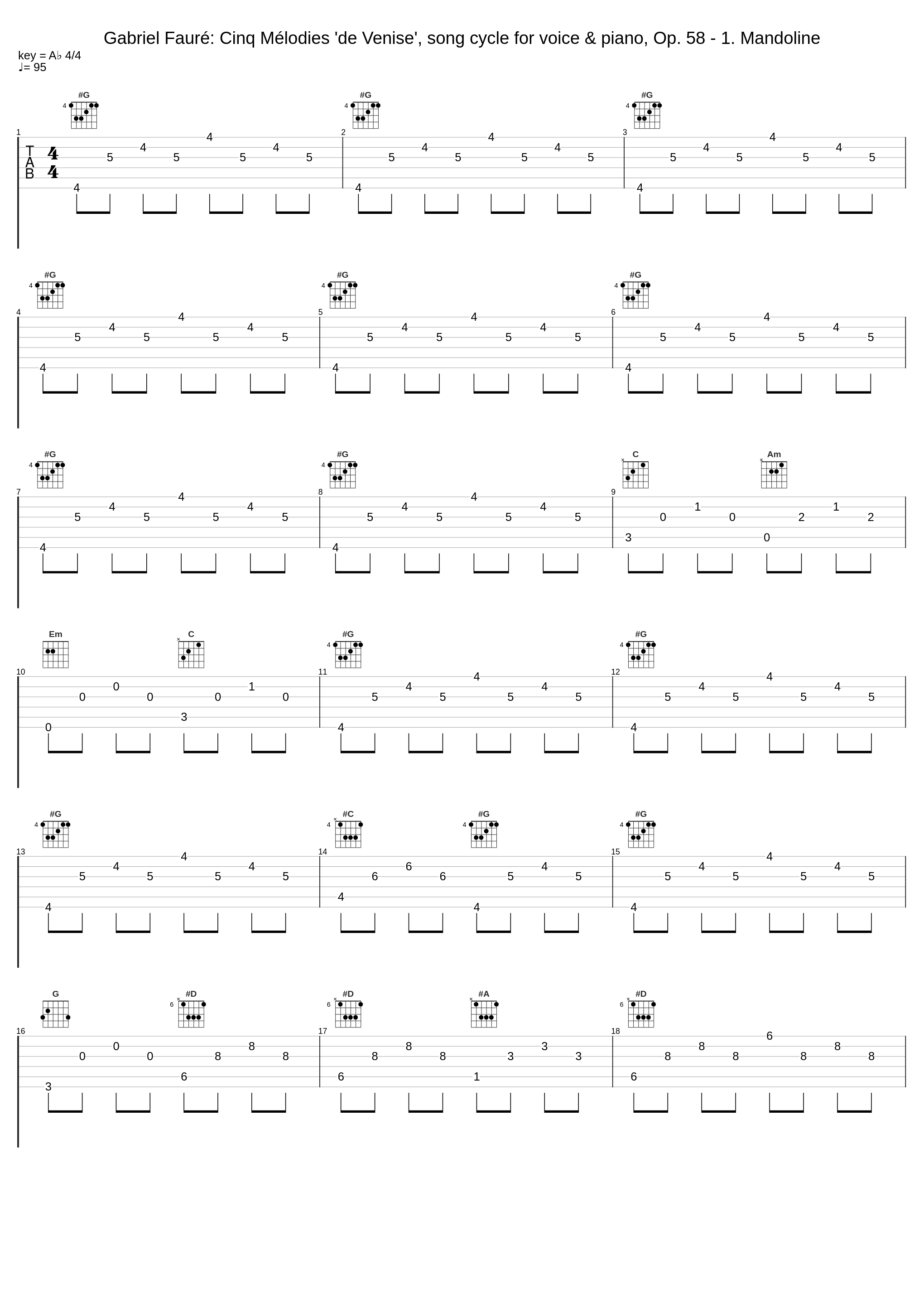 Gabriel Fauré: Cinq Mélodies 'de Venise', song cycle for voice & piano, Op. 58 - 1. Mandoline_Gabriel Fauré_1