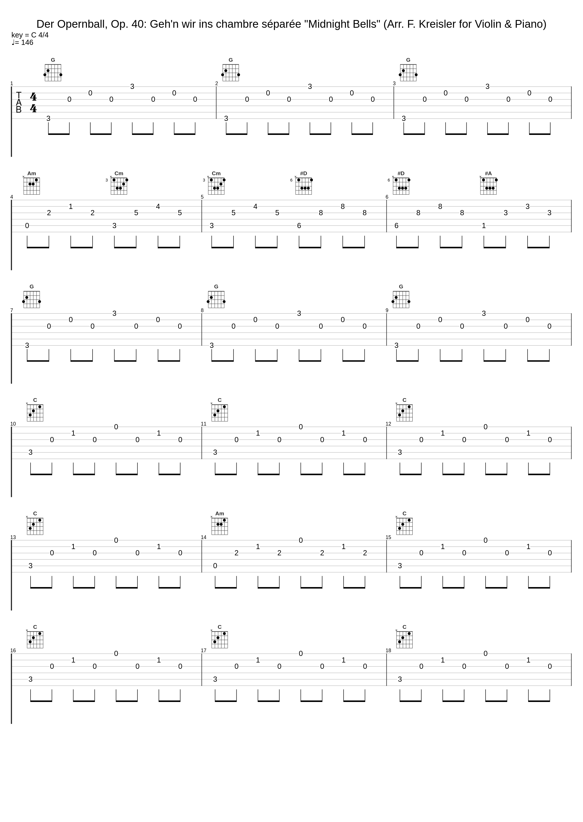 Der Opernball, Op. 40: Geh'n wir ins chambre séparée "Midnight Bells" (Arr. F. Kreisler for Violin & Piano)_Fritz Kreisler_1