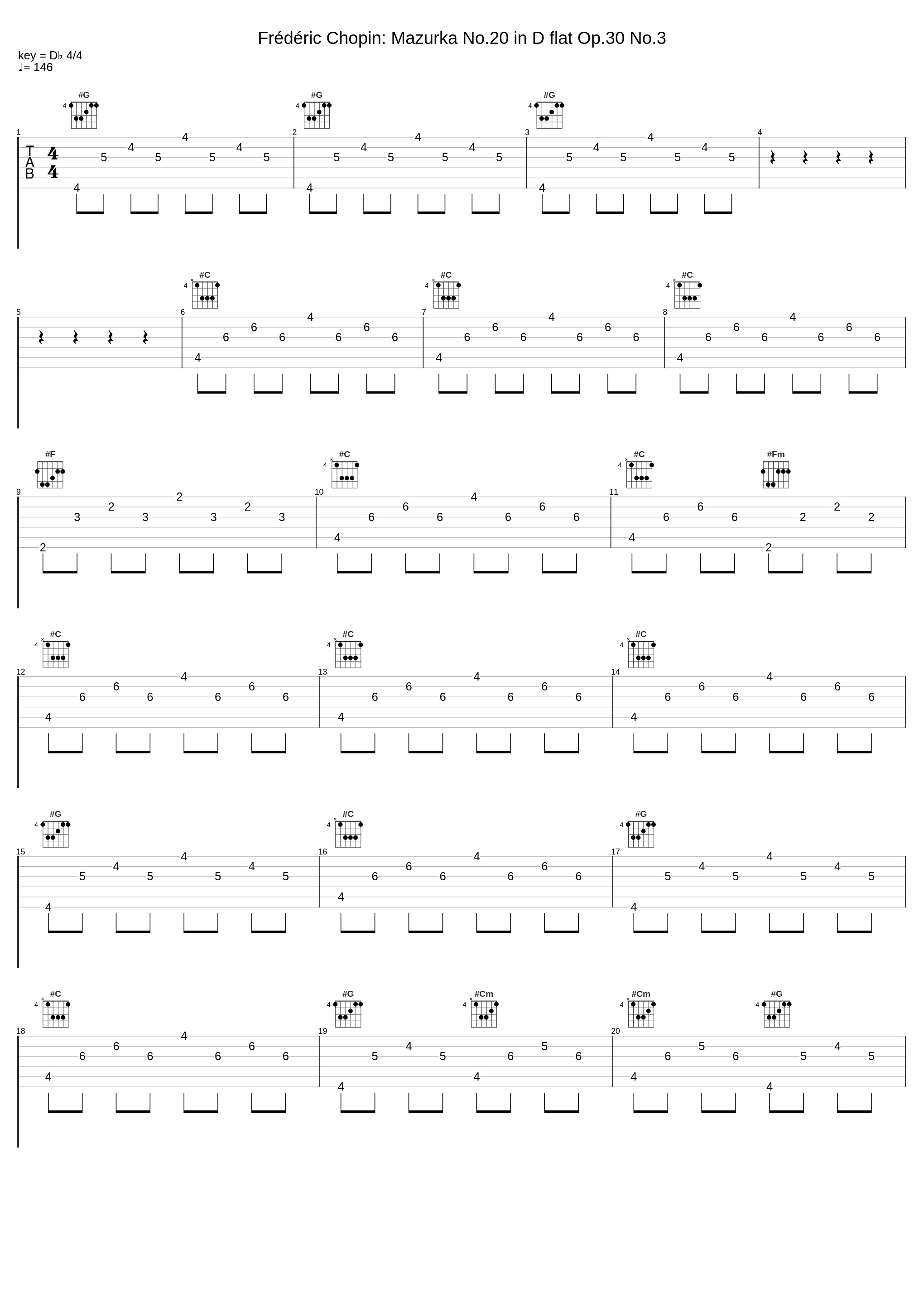 Frédéric Chopin: Mazurka No.20 in D flat Op.30 No.3_Frédéric Chopin_1