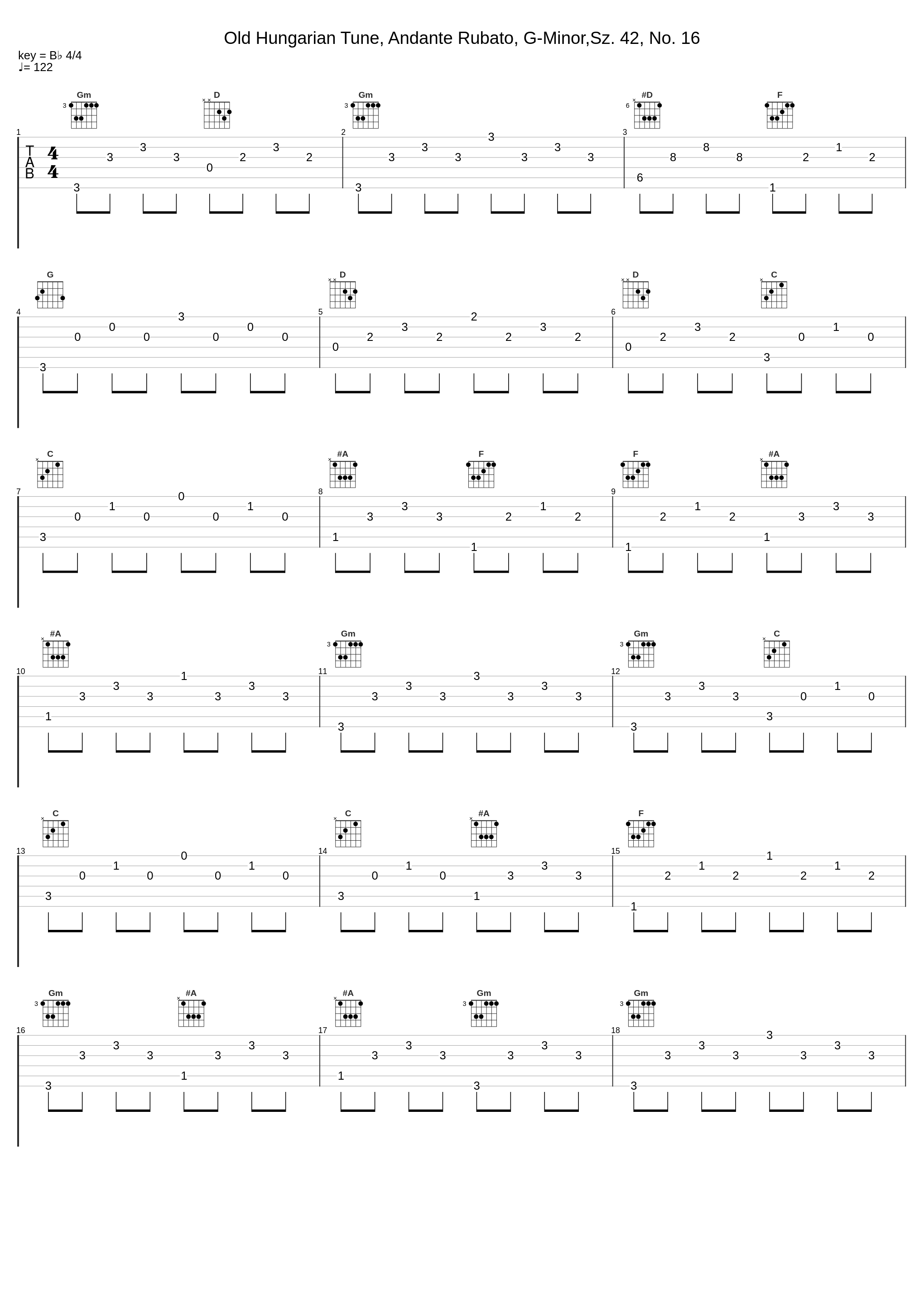 Old Hungarian Tune, Andante Rubato, G-Minor,Sz. 42, No. 16_Robert von Heeren,Béla Bartók_1