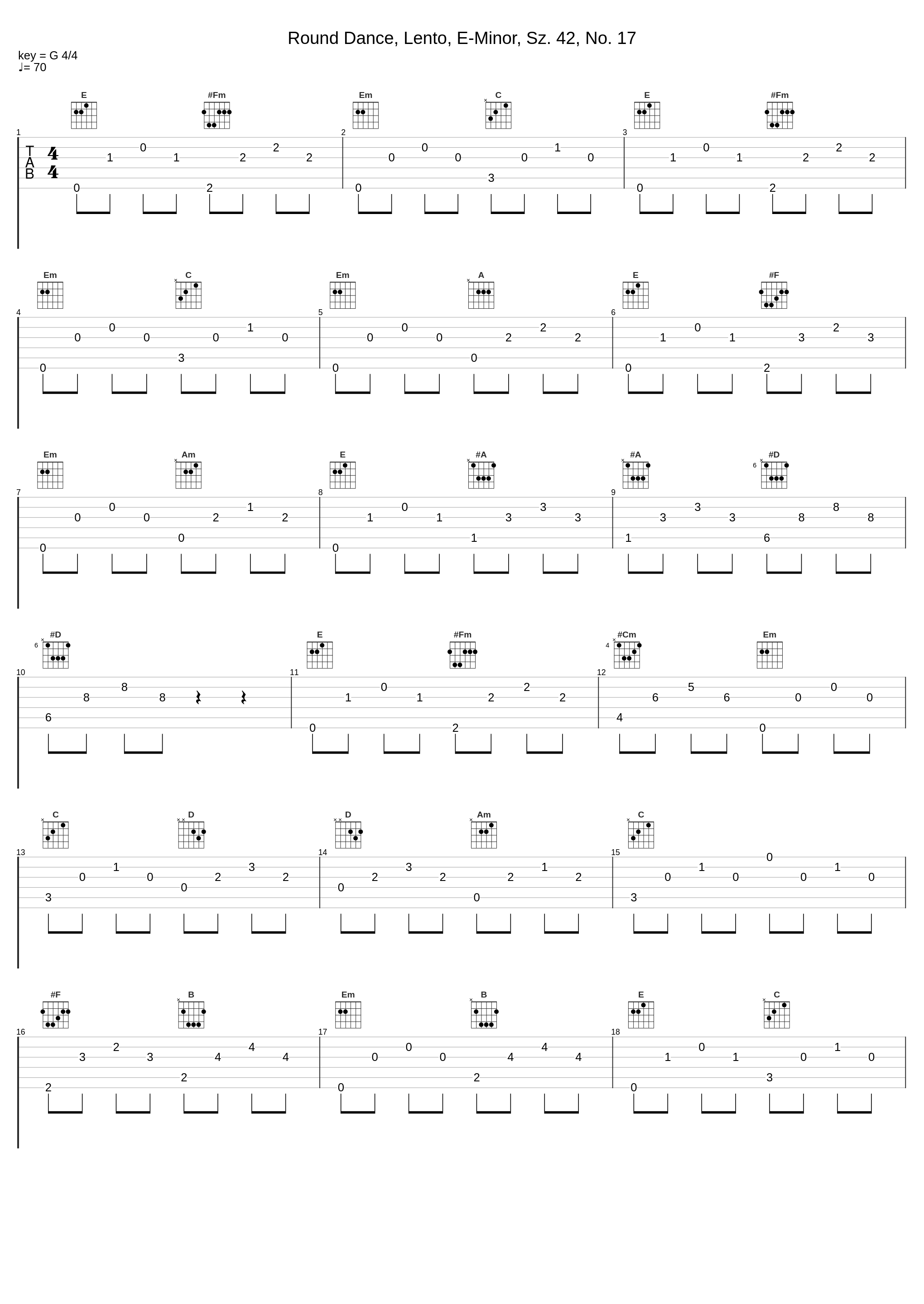 Round Dance, Lento, E-Minor, Sz. 42, No. 17_Robert von Heeren,Béla Bartók_1