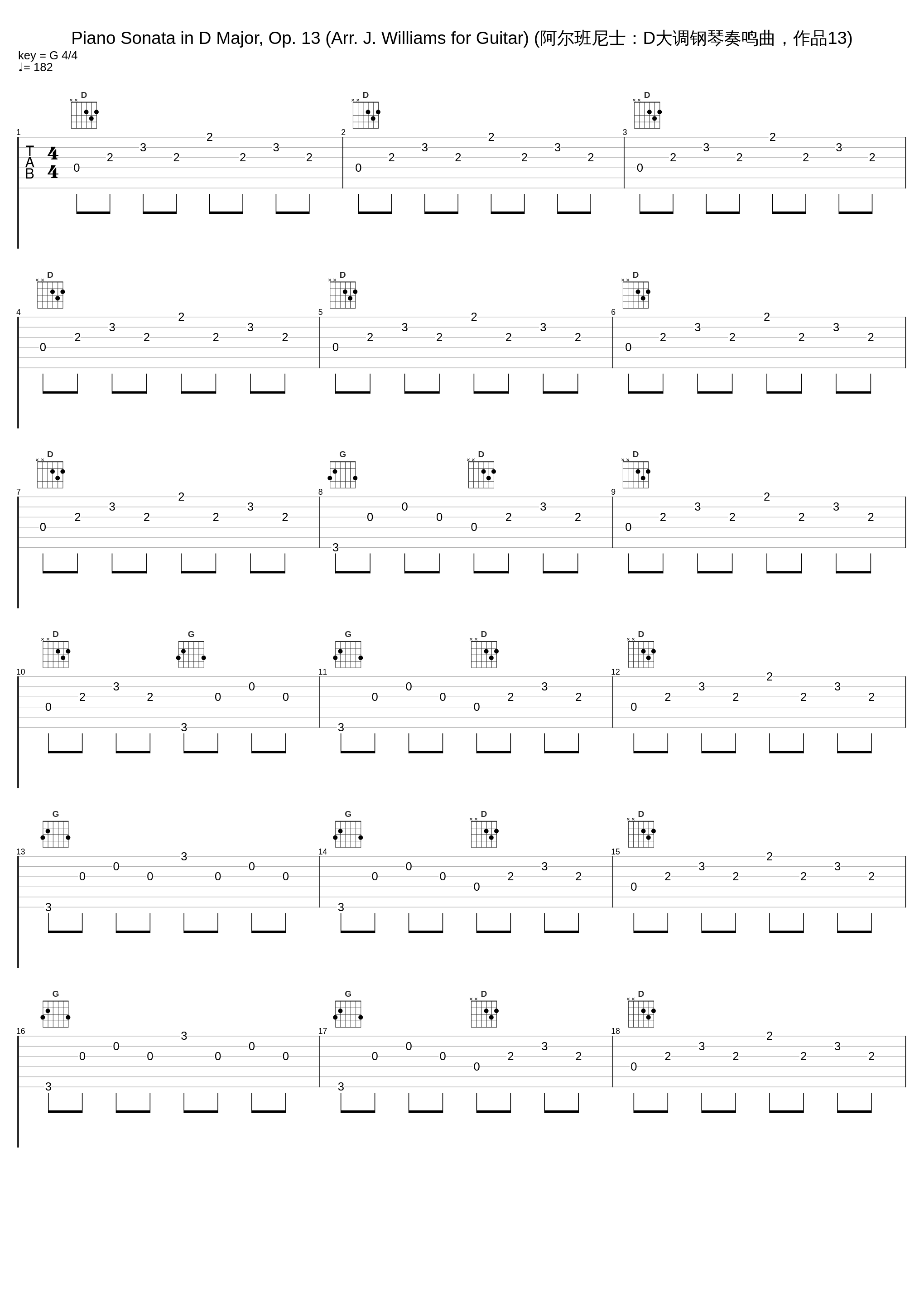 Piano Sonata in D Major, Op. 13 (Arr. J. Williams for Guitar) (阿尔班尼士：D大调钢琴奏鸣曲，作品13)_John Williams,Mateo Albéniz_1