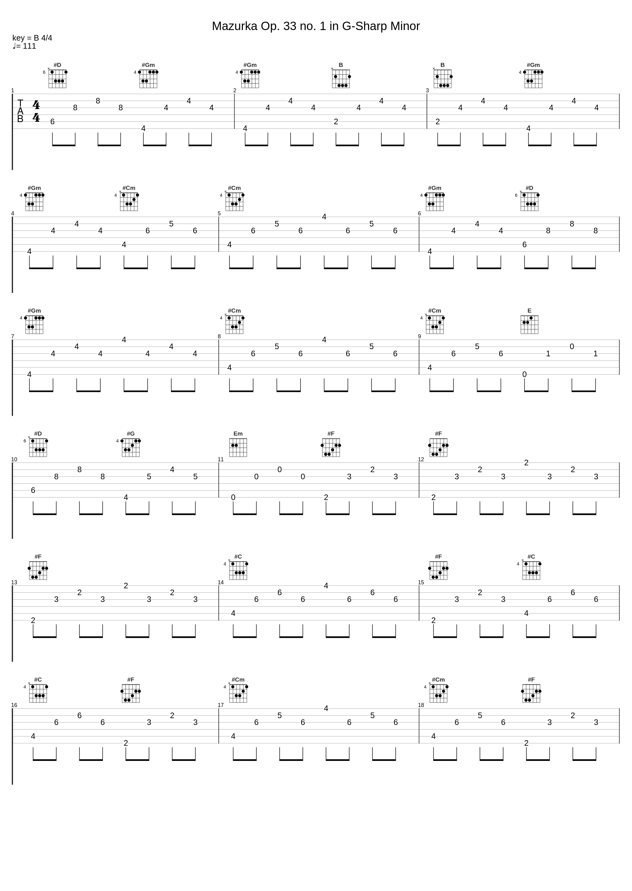 Mazurka Op. 33 no. 1 in G-Sharp Minor_Frédéric Chopin_1