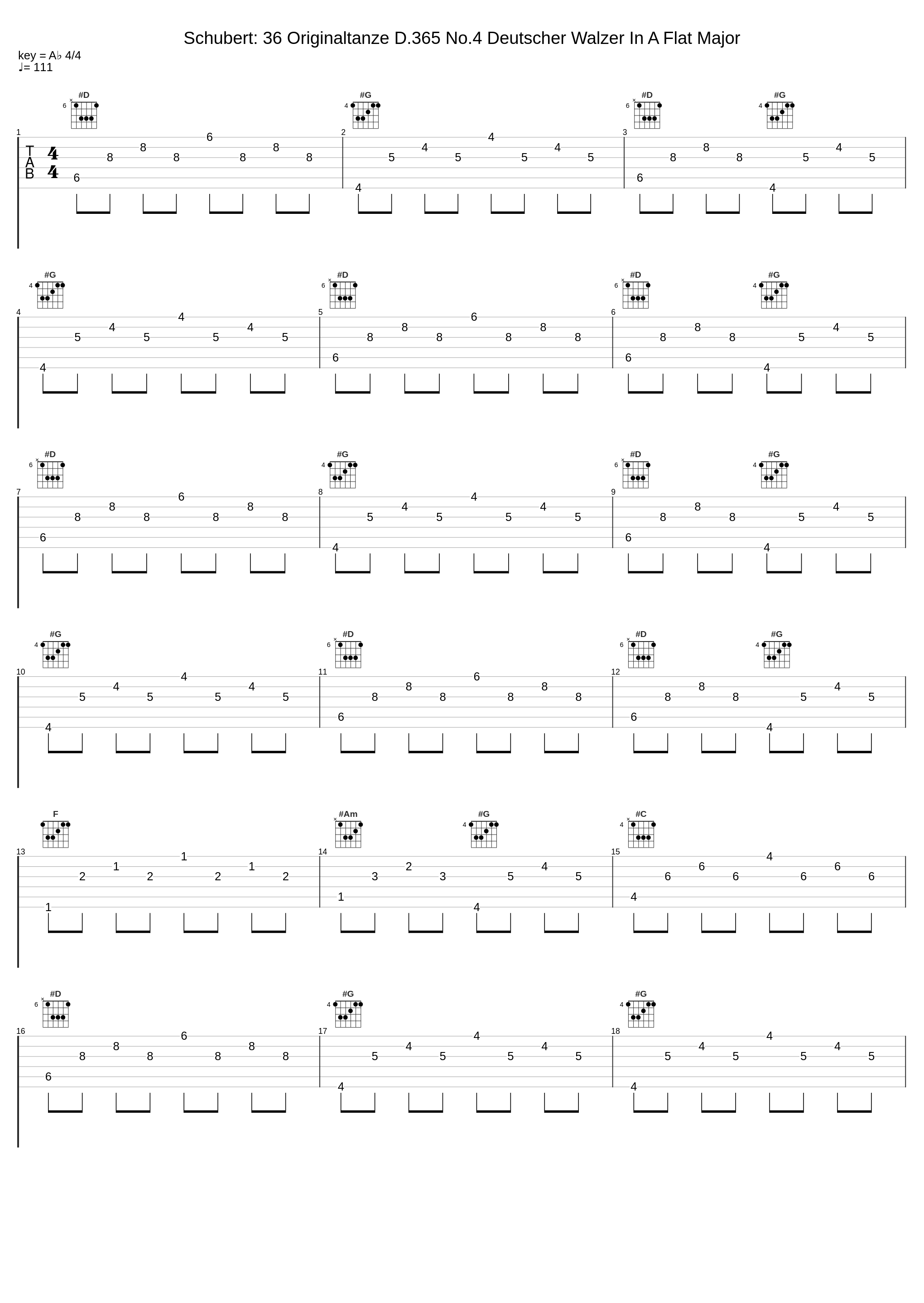 Schubert: 36 Originaltanze D.365 No.4 Deutscher Walzer In A Flat Major_Franz Schubert_1