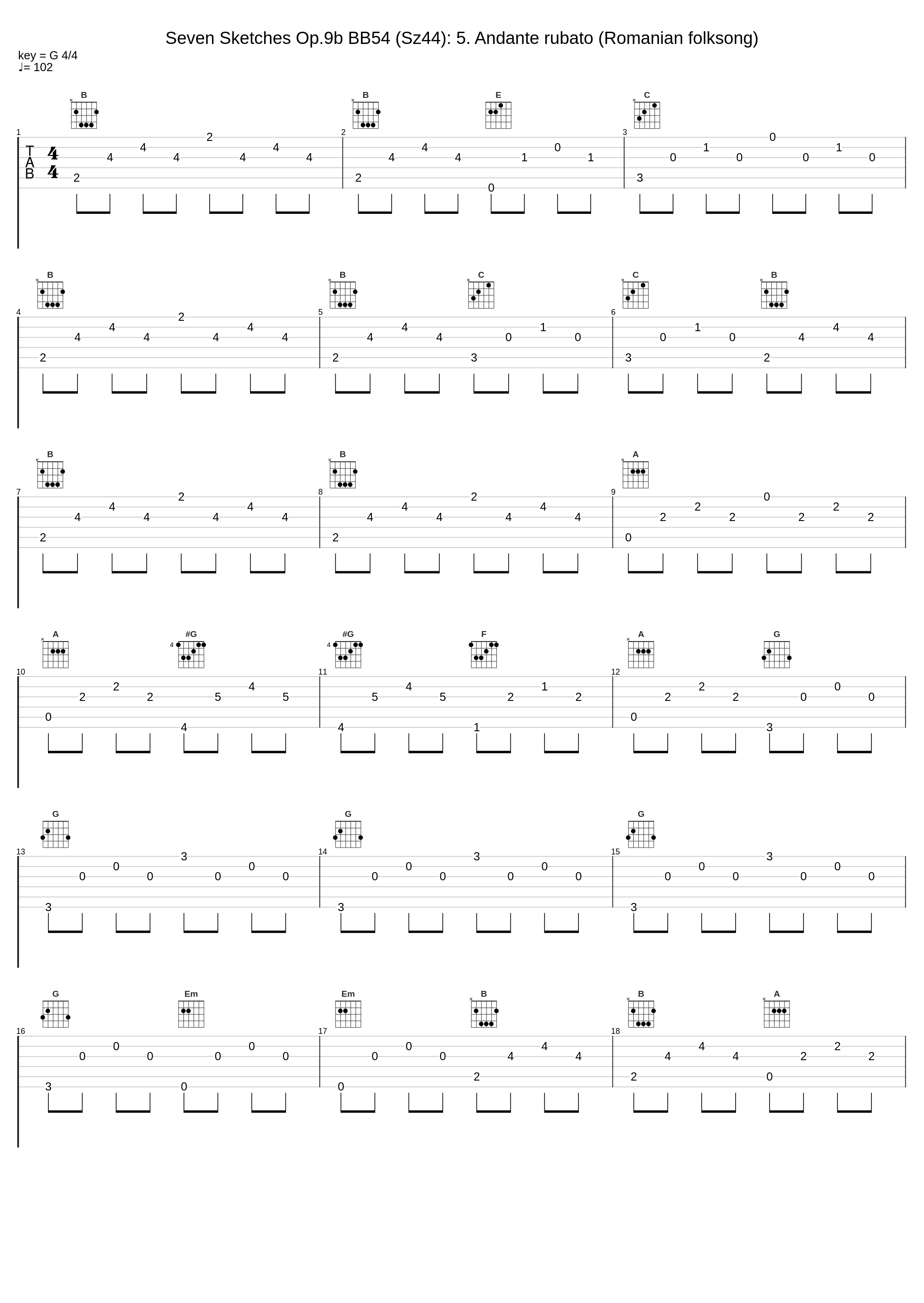 Seven Sketches Op.9b BB54 (Sz44): 5. Andante rubato (Romanian folksong)_Yuji Takahashi,Béla Bartók_1