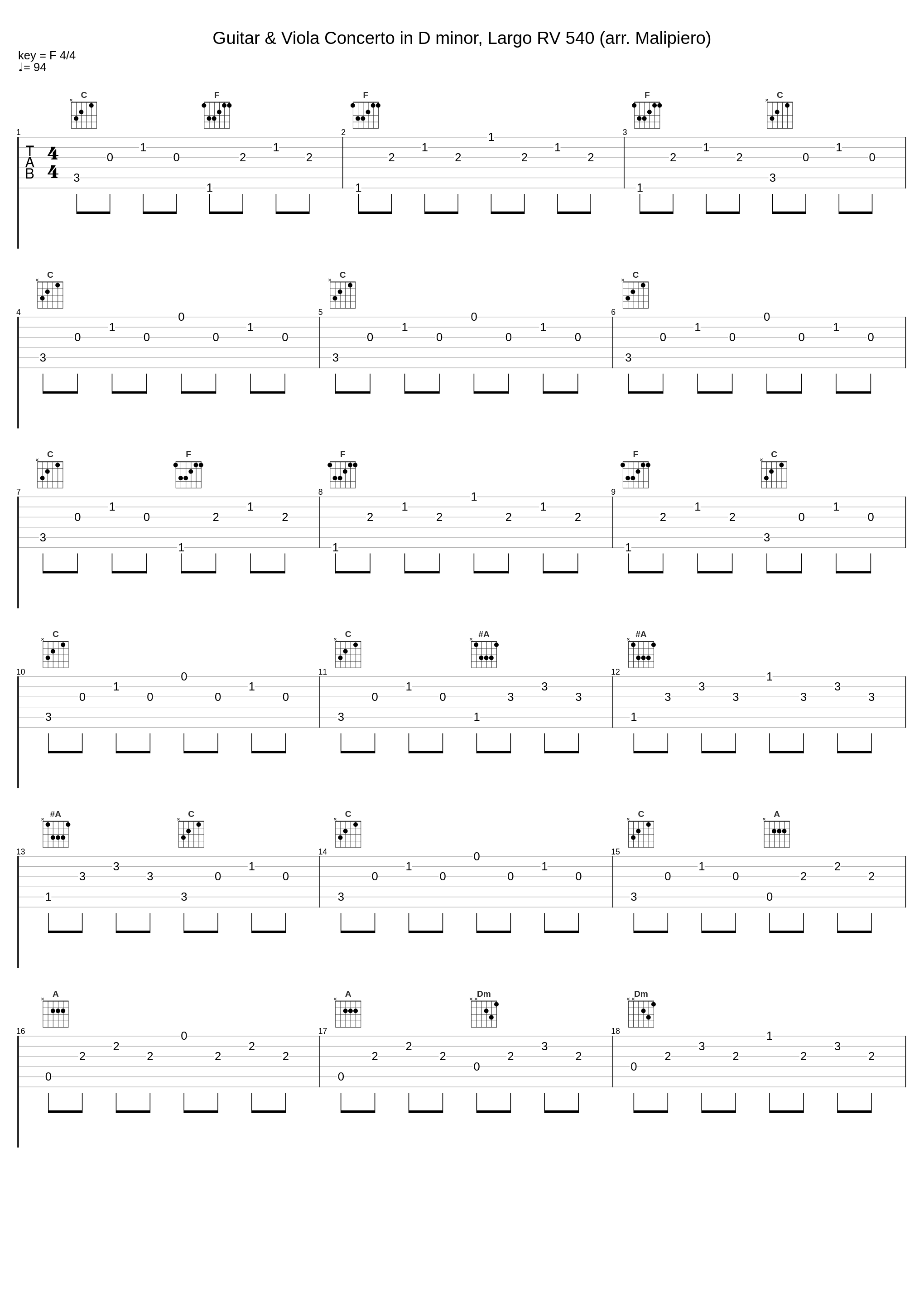 Guitar & Viola Concerto in D minor, Largo RV 540 (arr. Malipiero)_纯音乐_1