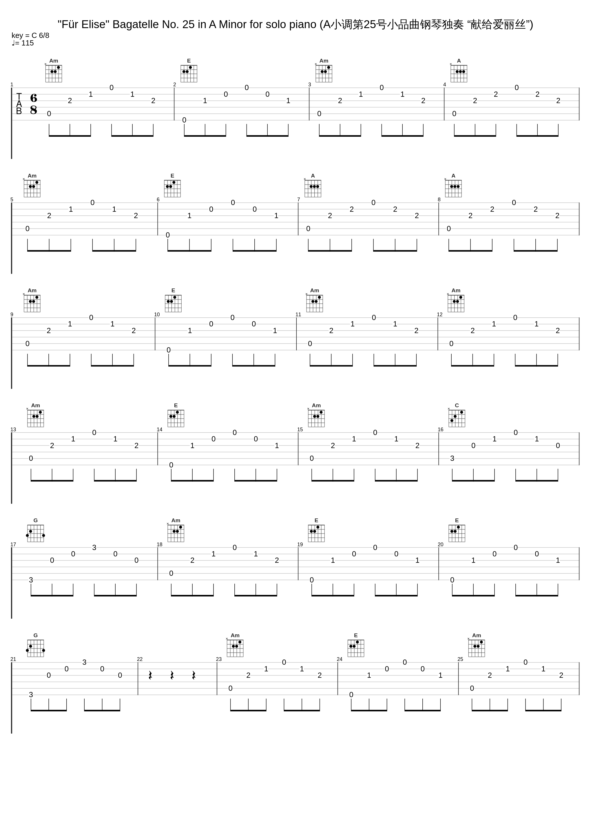 "Für Elise" Bagatelle No. 25 in A Minor for solo piano (A小调第25号小品曲钢琴独奏 “献给爱丽丝”)_Dubravka Tomšič_1