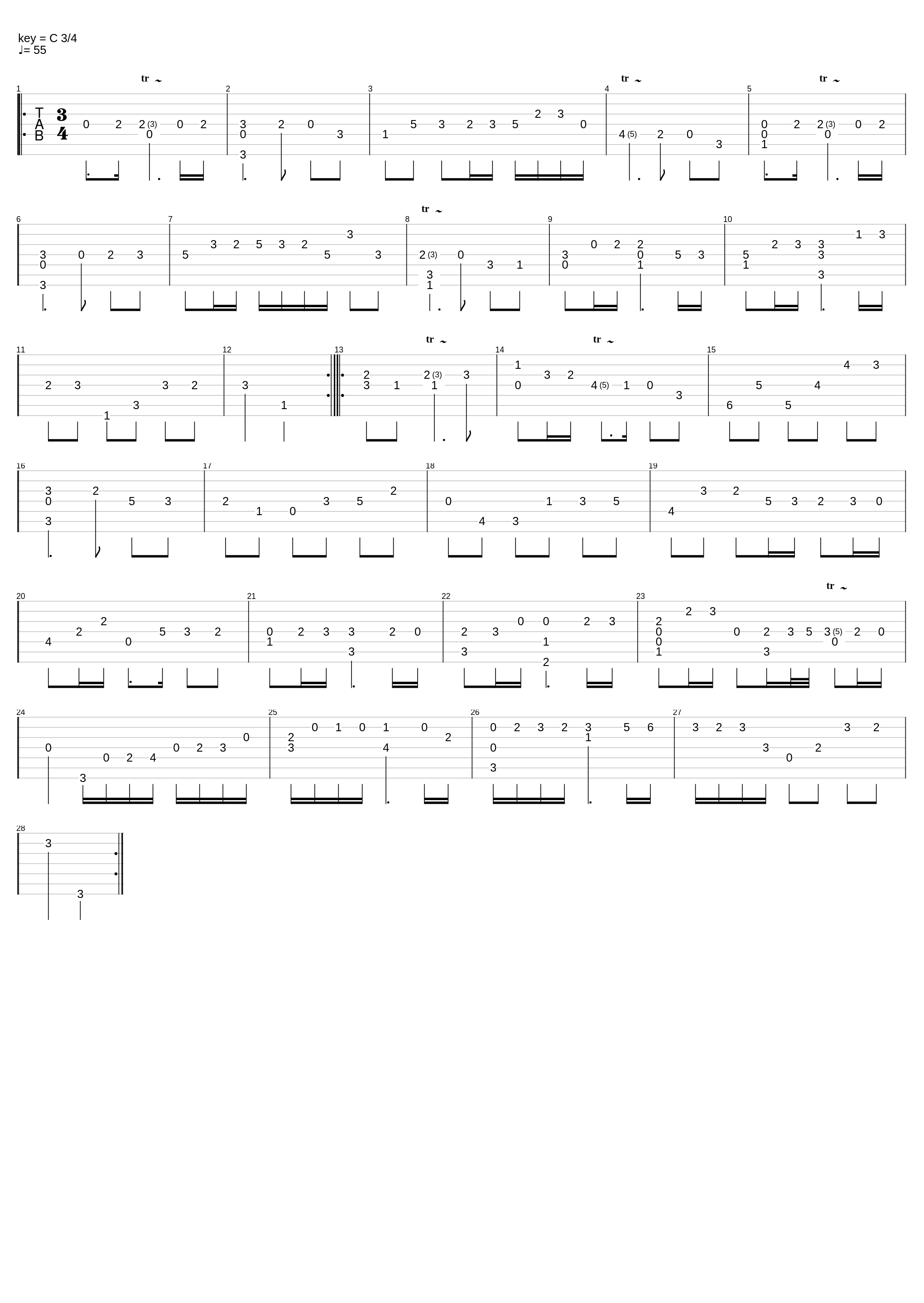 Cello Suite 2 Sarabande BWV 1008 for 7 String Guitar_Bach_1