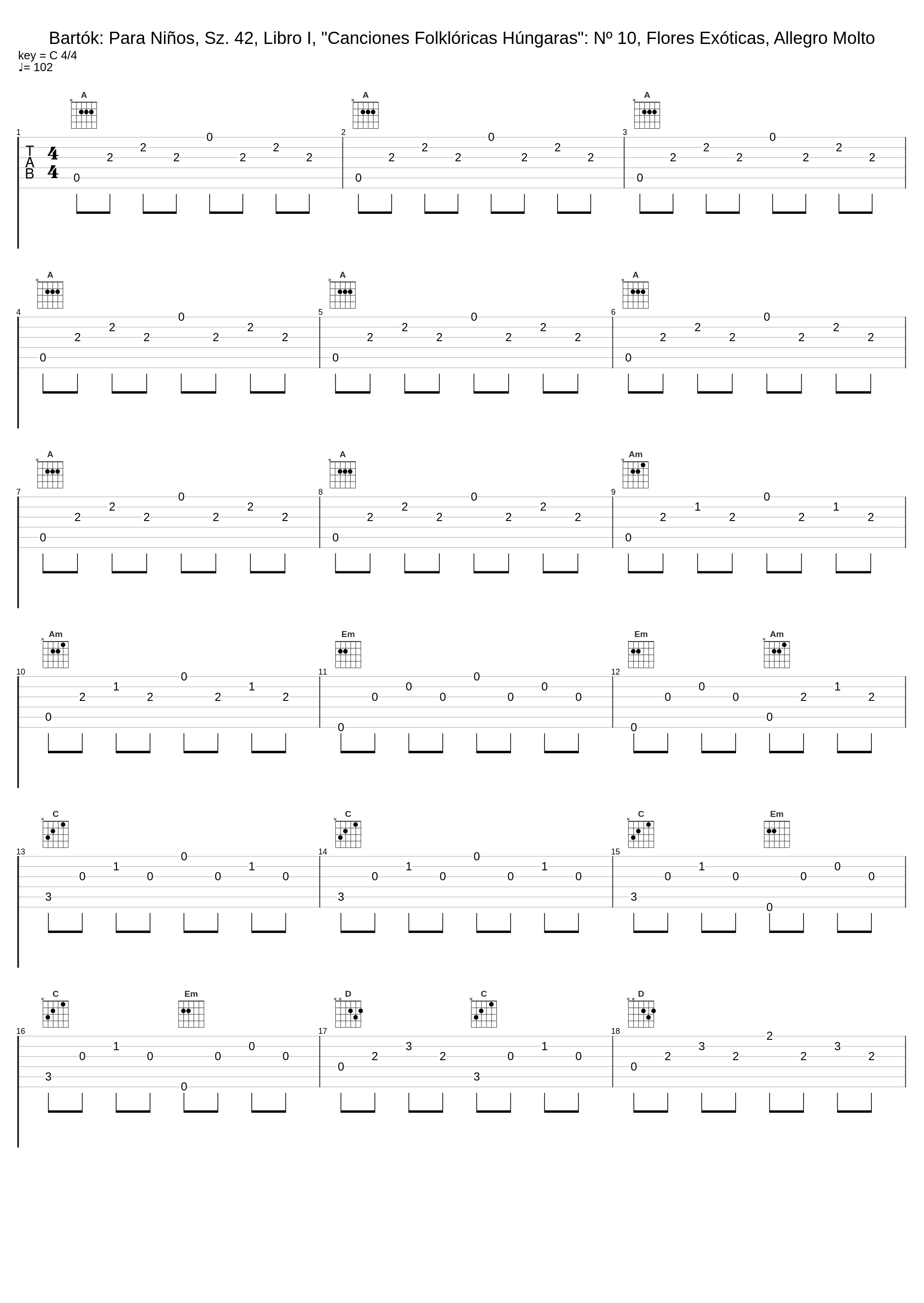 Bartók: Para Niños, Sz. 42, Libro I, "Canciones Folklóricas Húngaras": Nº 10, Flores Exóticas, Allegro Molto_Jorge Cumbo,Ignacio Lopez,Béla Bartók_1