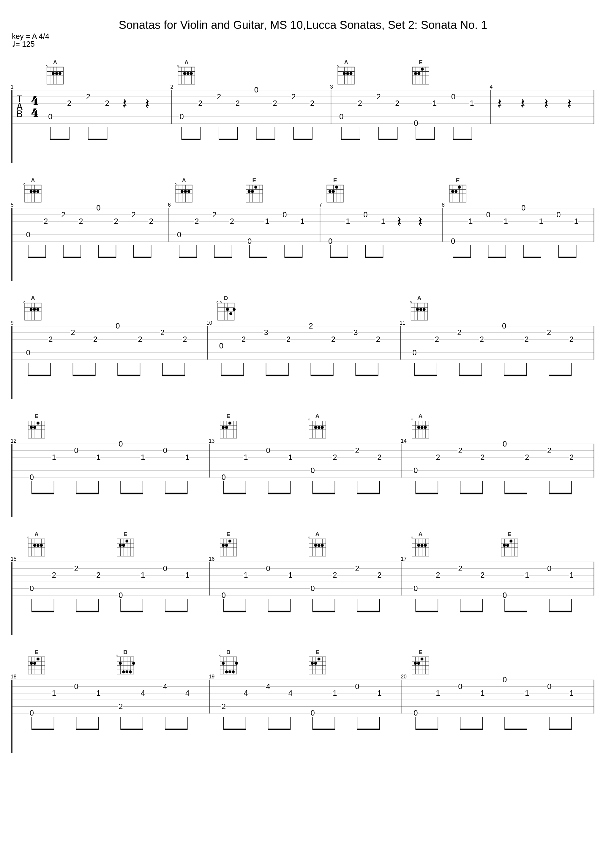 Sonatas for Violin and Guitar, MS 10,Lucca Sonatas, Set 2: Sonata No. 1_Luigi Alberto Bianchi_1