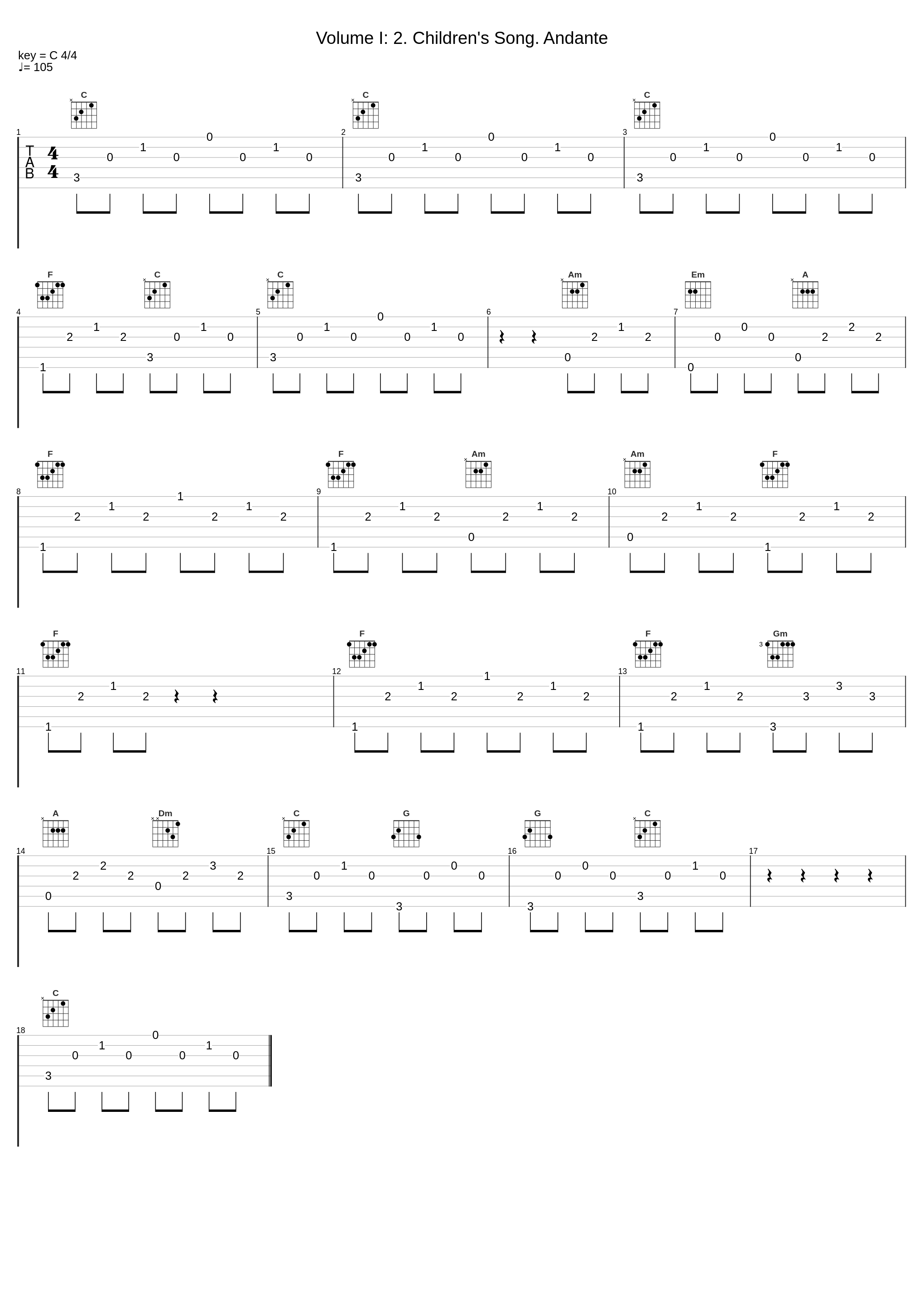 Volume I: 2. Children's Song. Andante_György Sándor,Béla Bartók_1