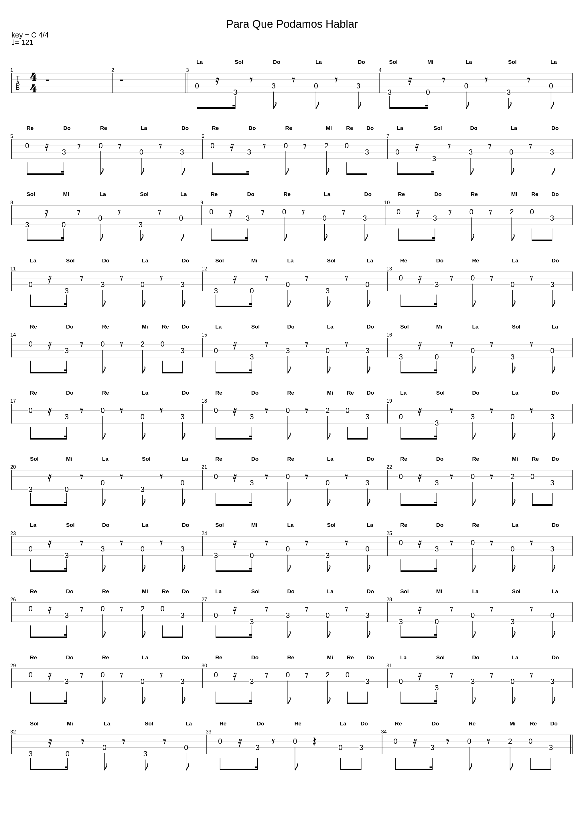 Para Que Podamos Hablar (Bass Solfege)_Los Amantes De Lola_1