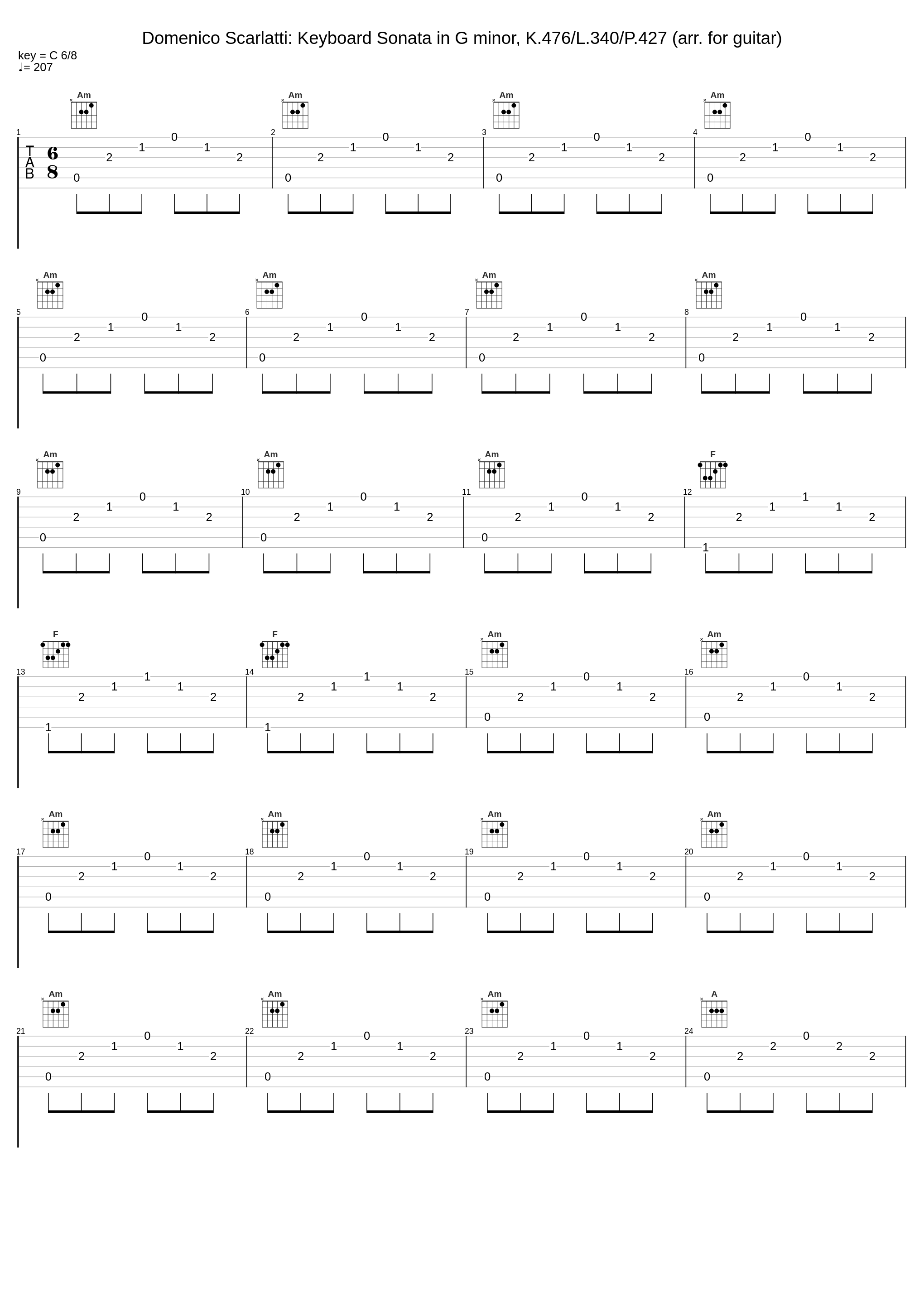 Domenico Scarlatti: Keyboard Sonata in G minor, K.476/L.340/P.427 (arr. for guitar)_Domenico Scarlatti_1